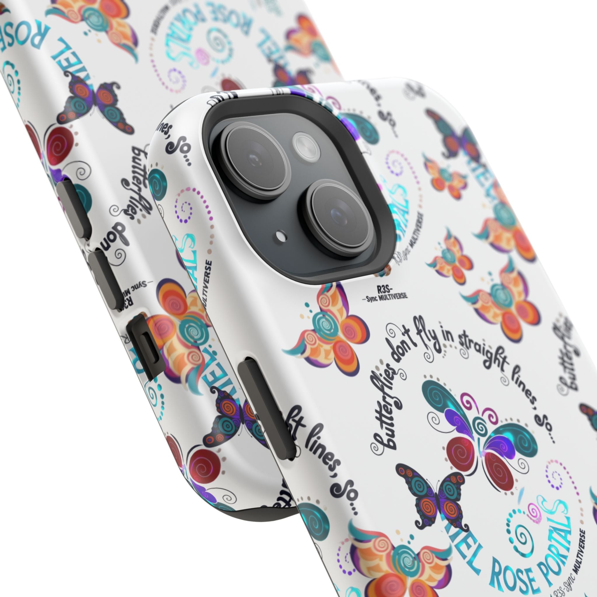 Butterfly Pattern Magnetic Phone Case — "How Butterflies Fly" Ariel Rose Portals Design