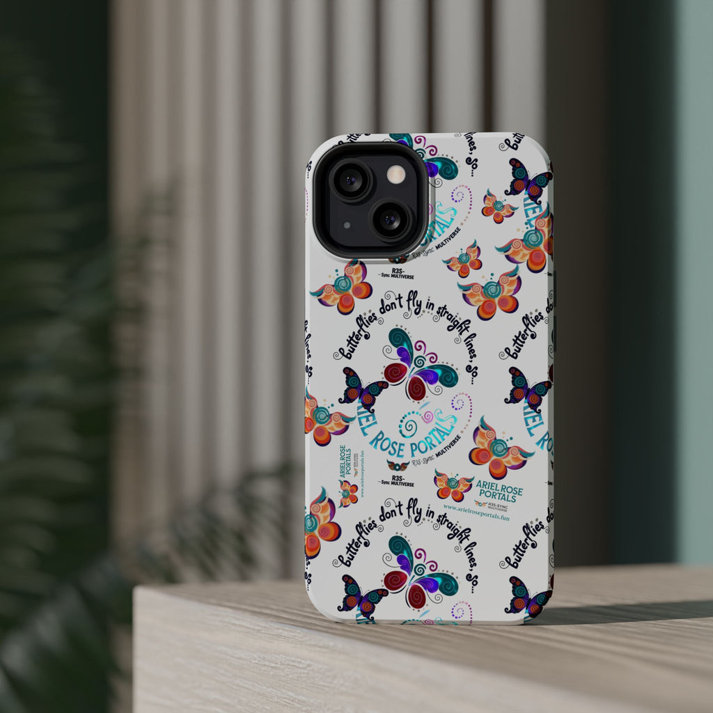 Butterfly Pattern Magnetic Phone Case — "How Butterflies Fly" Ariel Rose Portals Design