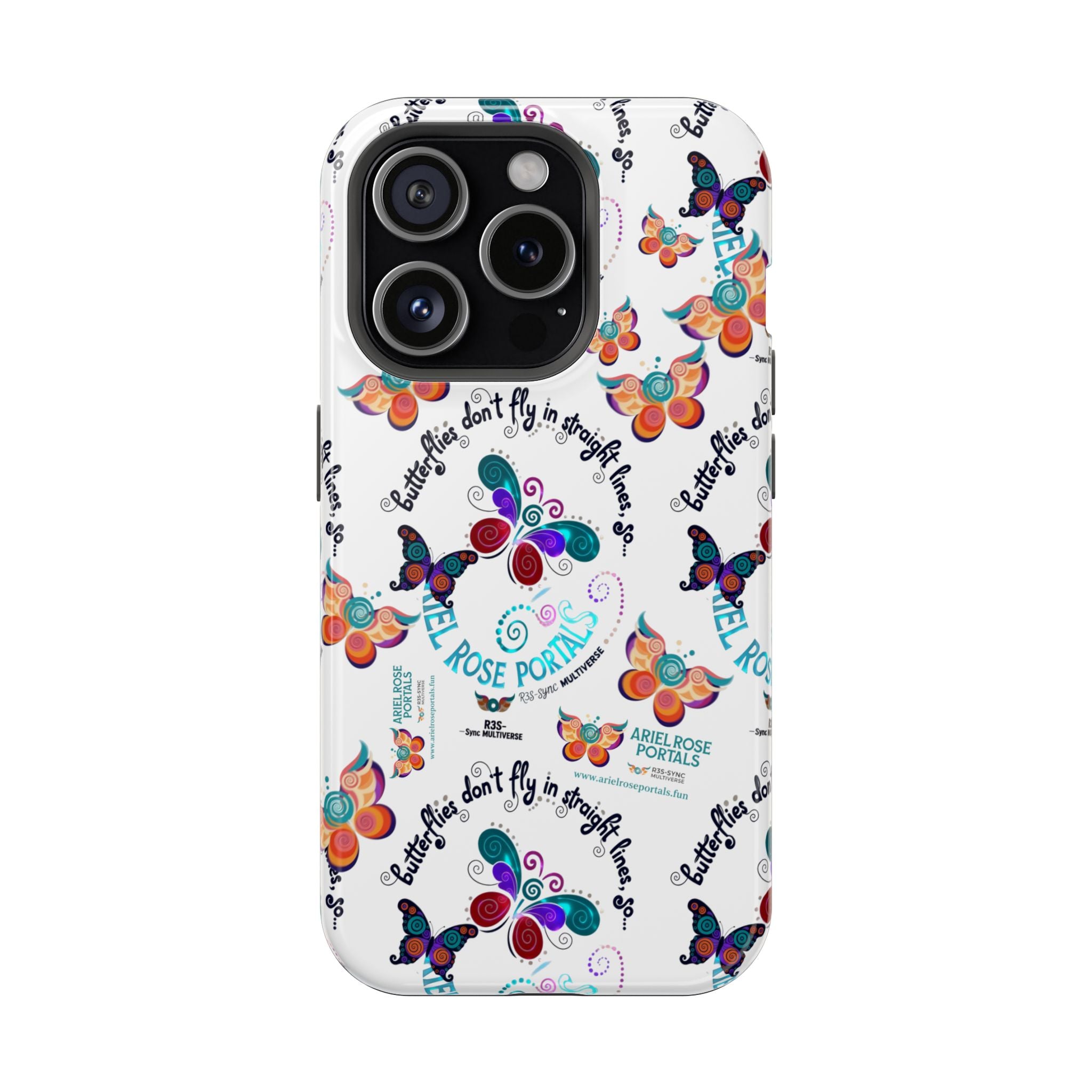 Butterfly Pattern Magnetic Phone Case — "How Butterflies Fly" Ariel Rose Portals Design