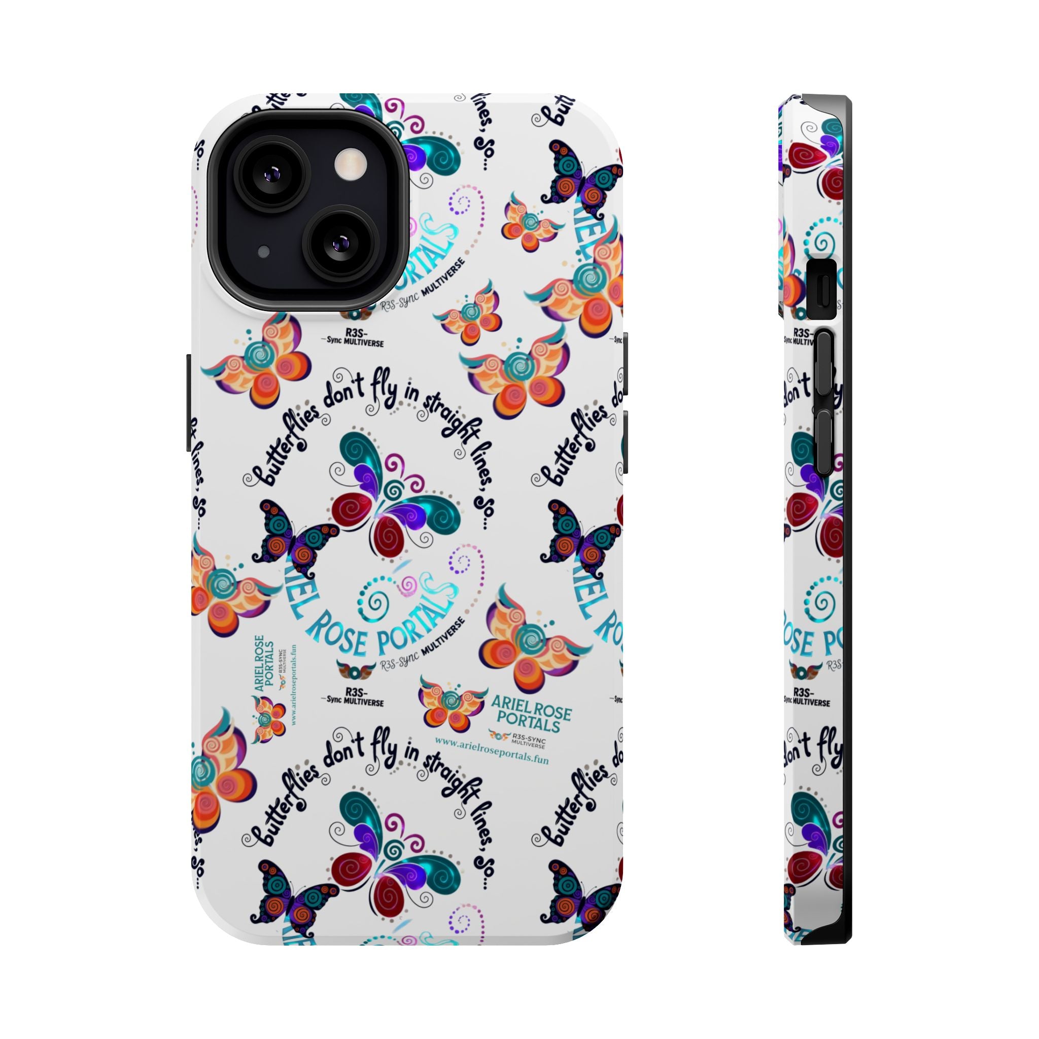 Butterfly Pattern Magnetic Phone Case — "How Butterflies Fly" Ariel Rose Portals Design