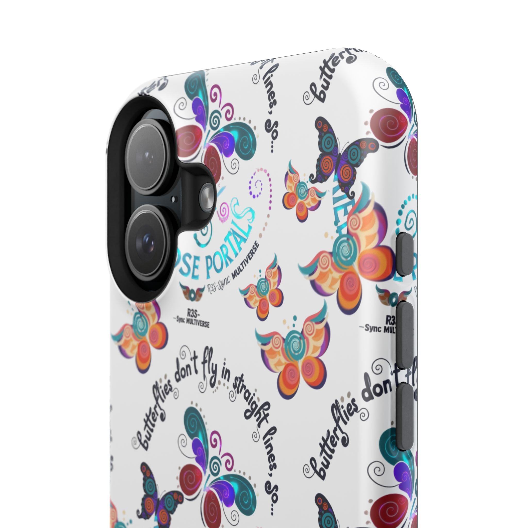 Butterfly Pattern Magnetic Phone Case — "How Butterflies Fly" Ariel Rose Portals Design