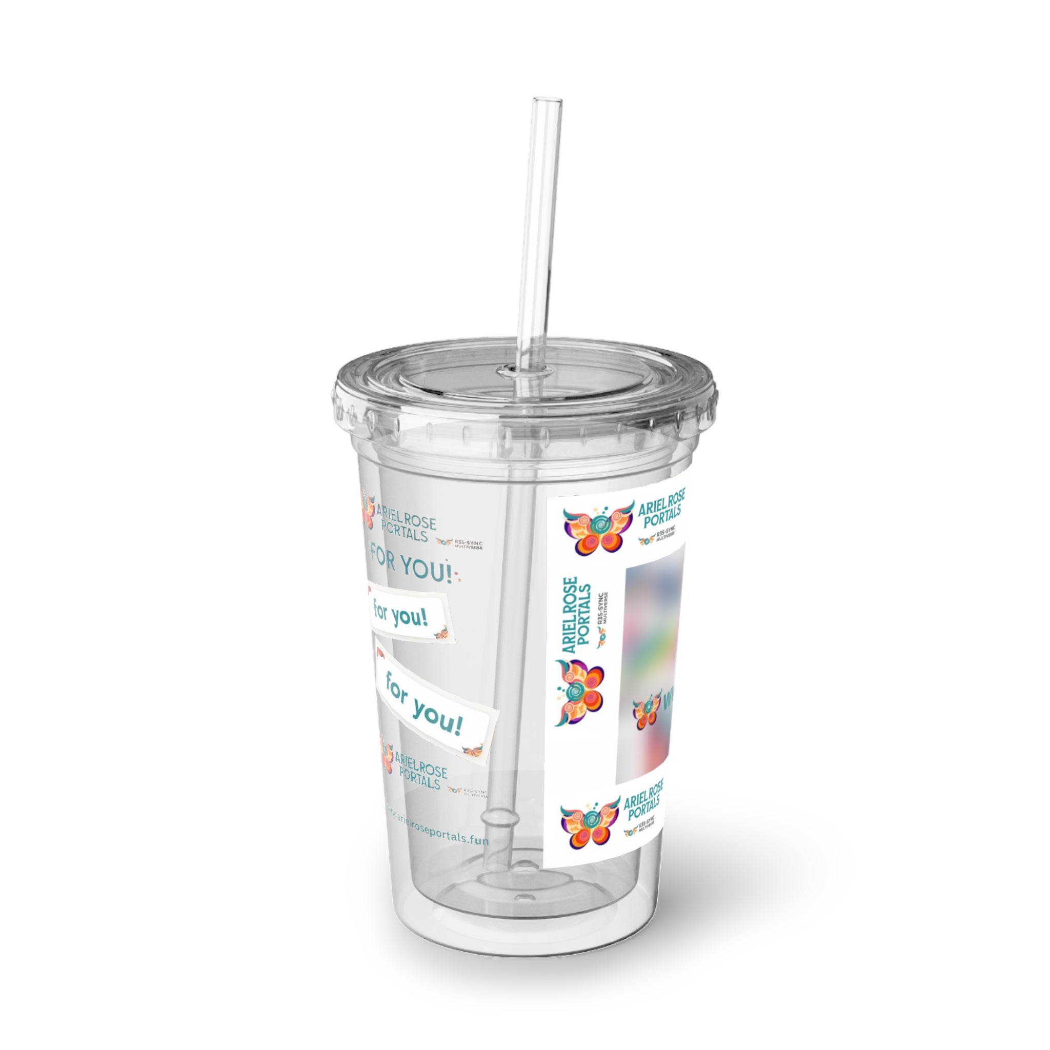 Bicchiere tumbler acrilico farfalla — Logo Ariel Rose Portals