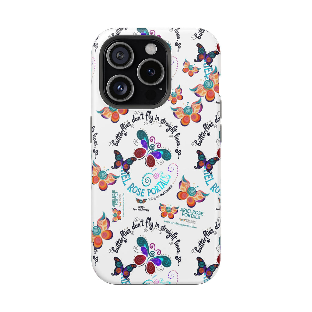 Butterfly Pattern Magnetic Phone Case — "How Butterflies Fly" Ariel Rose Portals Design