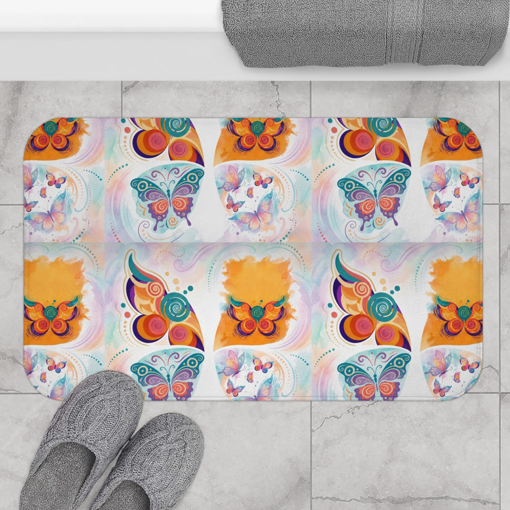 Butterfly Pattern Bath Mat — Colorful First Class Stardust Collection Magical Portal Rug™️