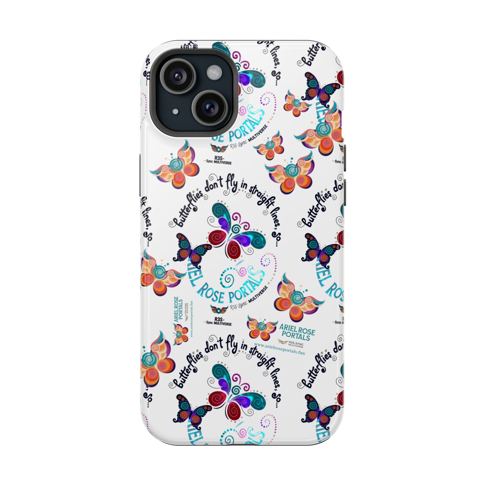 Butterfly Pattern Magnetic Phone Case — "How Butterflies Fly" Ariel Rose Portals Design