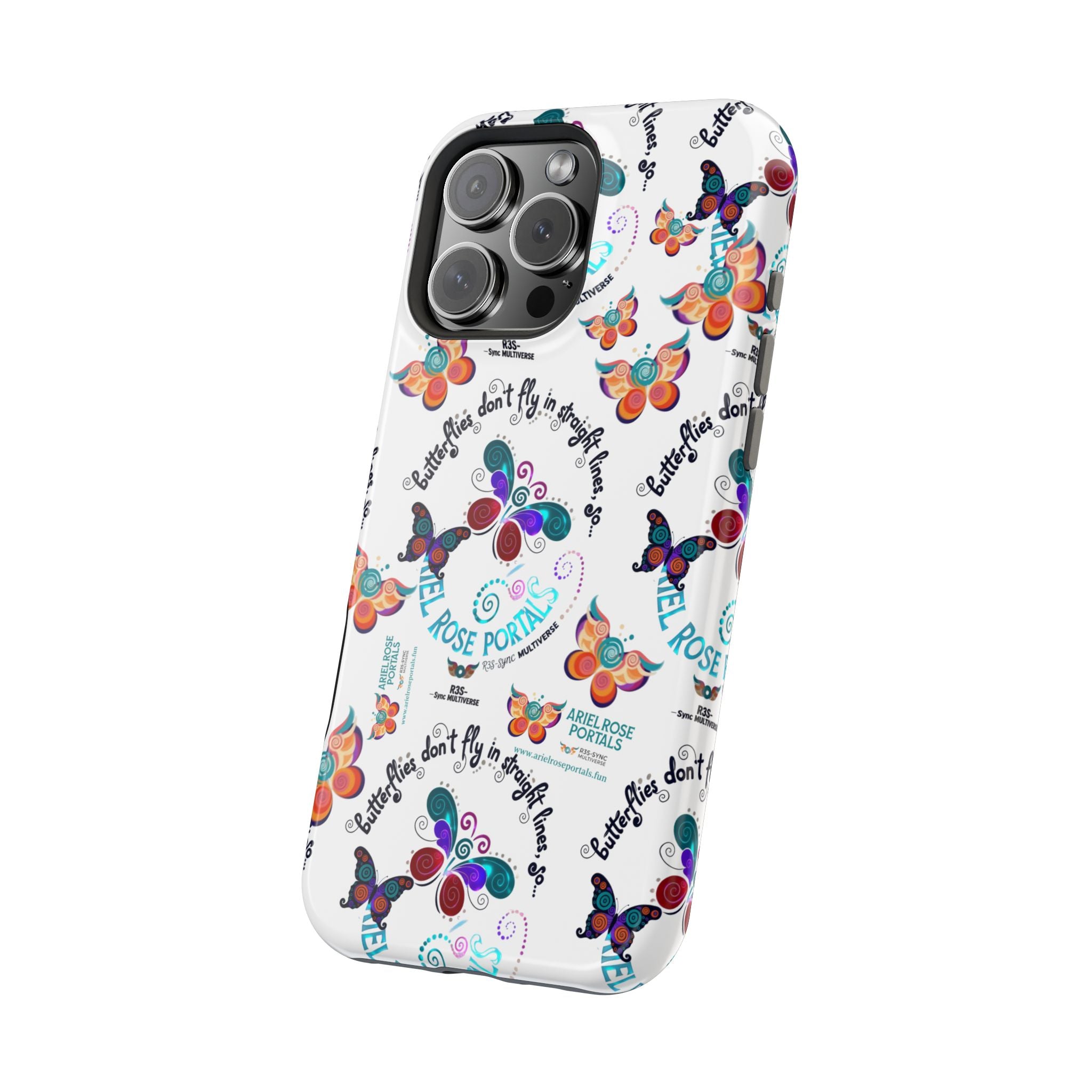 Butterfly Pattern Magnetic Phone Case — "How Butterflies Fly" Ariel Rose Portals Design