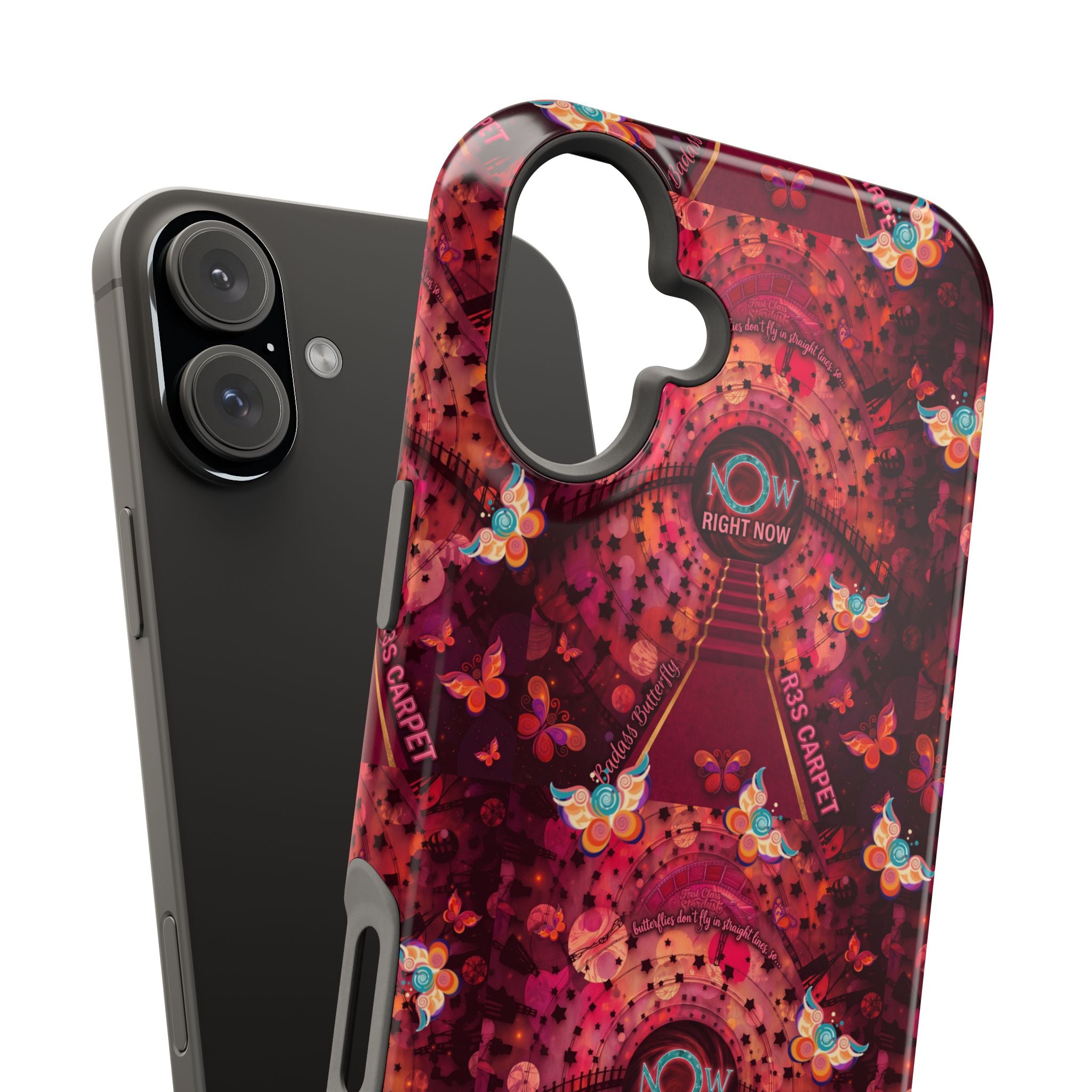 R3S-Carpet Worthy Magnetic Impact-Resistant Phone Case – Butterfly Kaleidoscope Now First-Class Stardust Collection