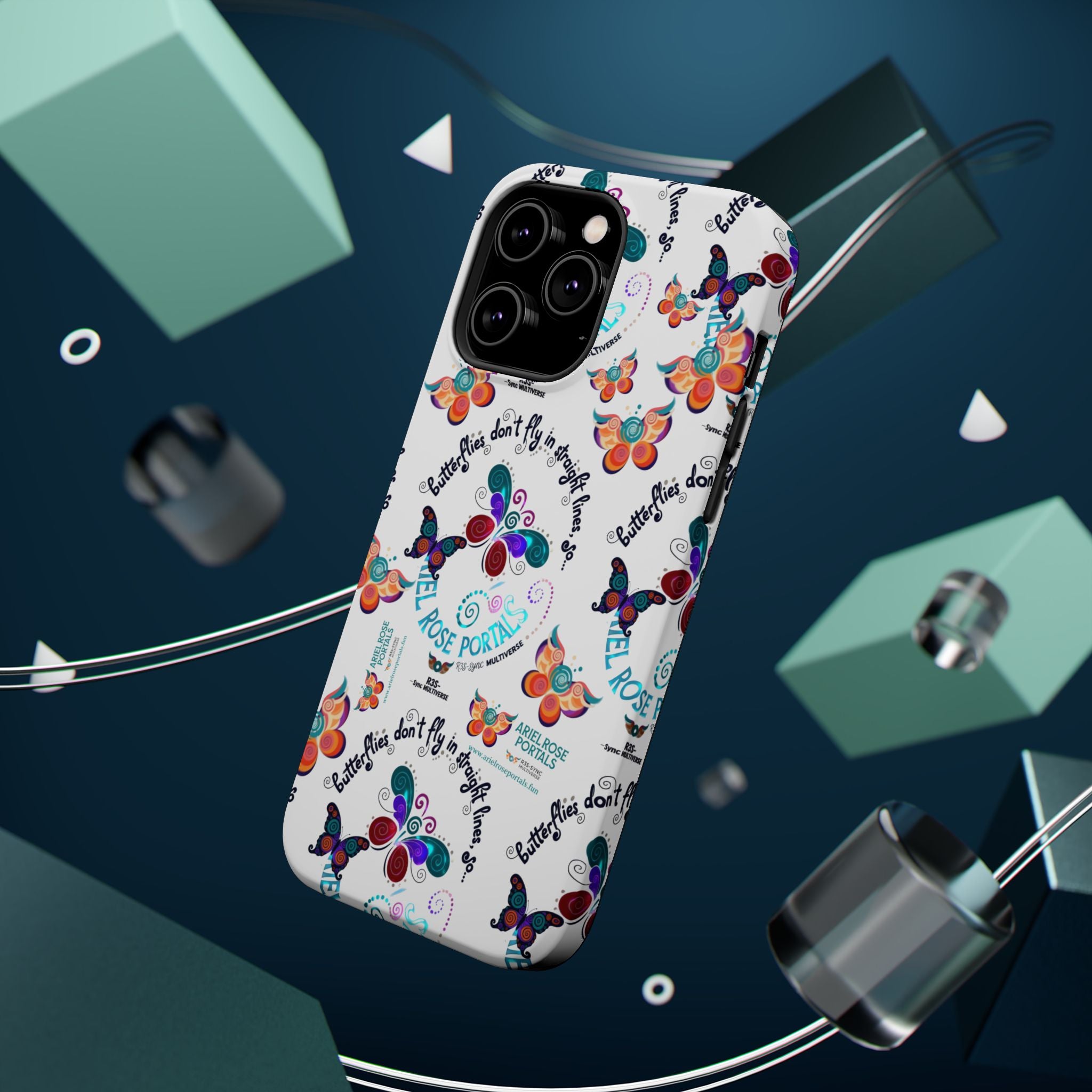 Butterfly Pattern Magnetic Phone Case — "How Butterflies Fly" Ariel Rose Portals Design