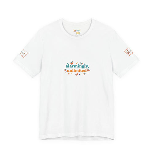 Alarmingy Unlimited Tee — Whimsical Butterfly & Caterpillar Graphic T-Shirt