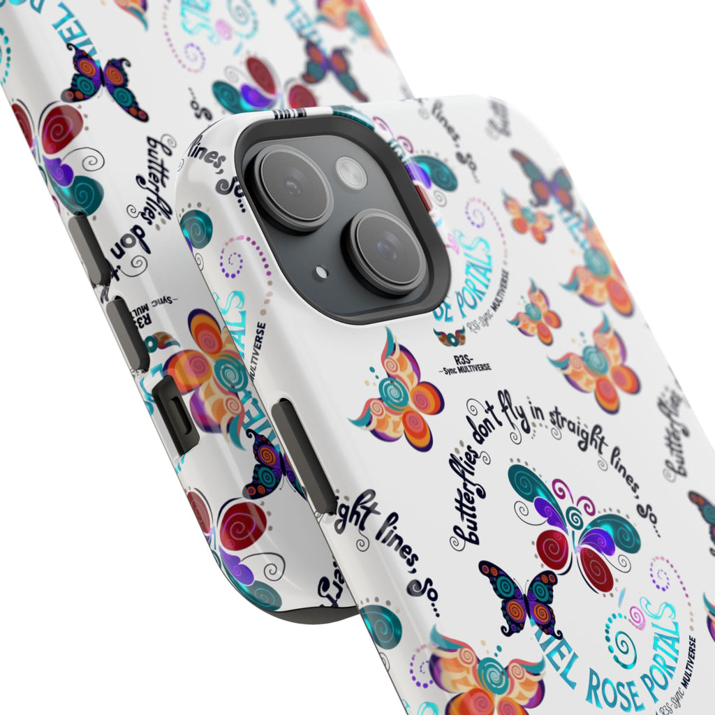 Butterfly Pattern Magnetic Phone Case — "How Butterflies Fly" Ariel Rose Portals Design