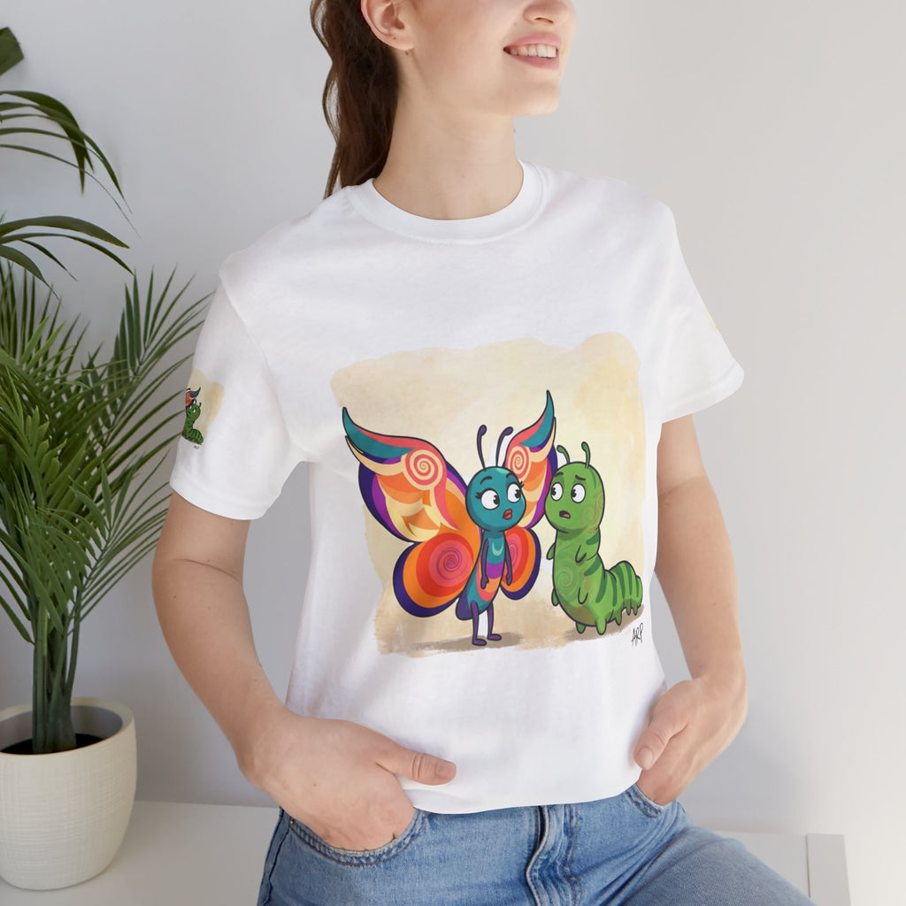 Alarmingly Unlimited Butterfly Tee — Playful Caterpillar & Butterfly Cartoon T-Shirt