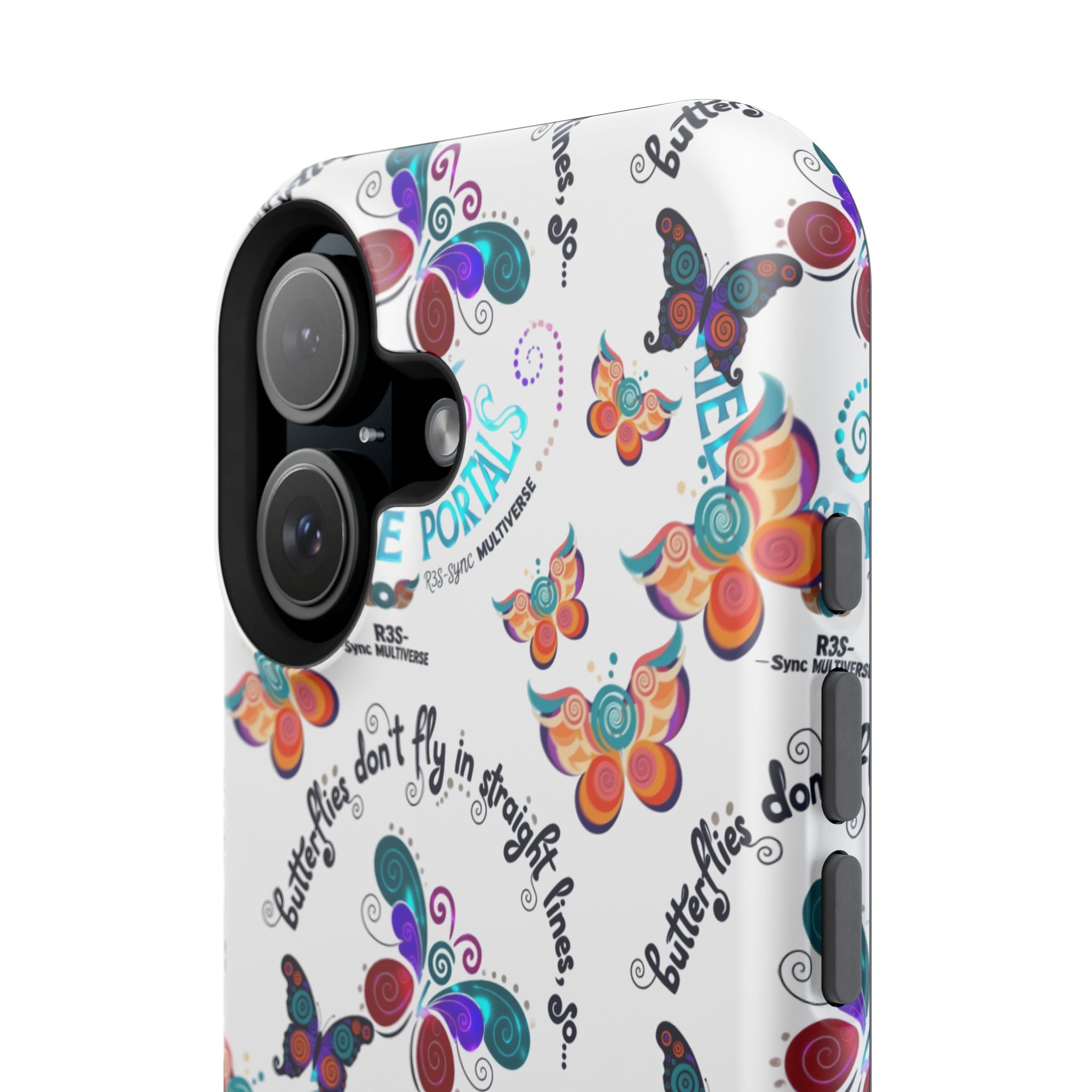 Butterfly Pattern Magnetic Phone Case — "How Butterflies Fly" Ariel Rose Portals Design