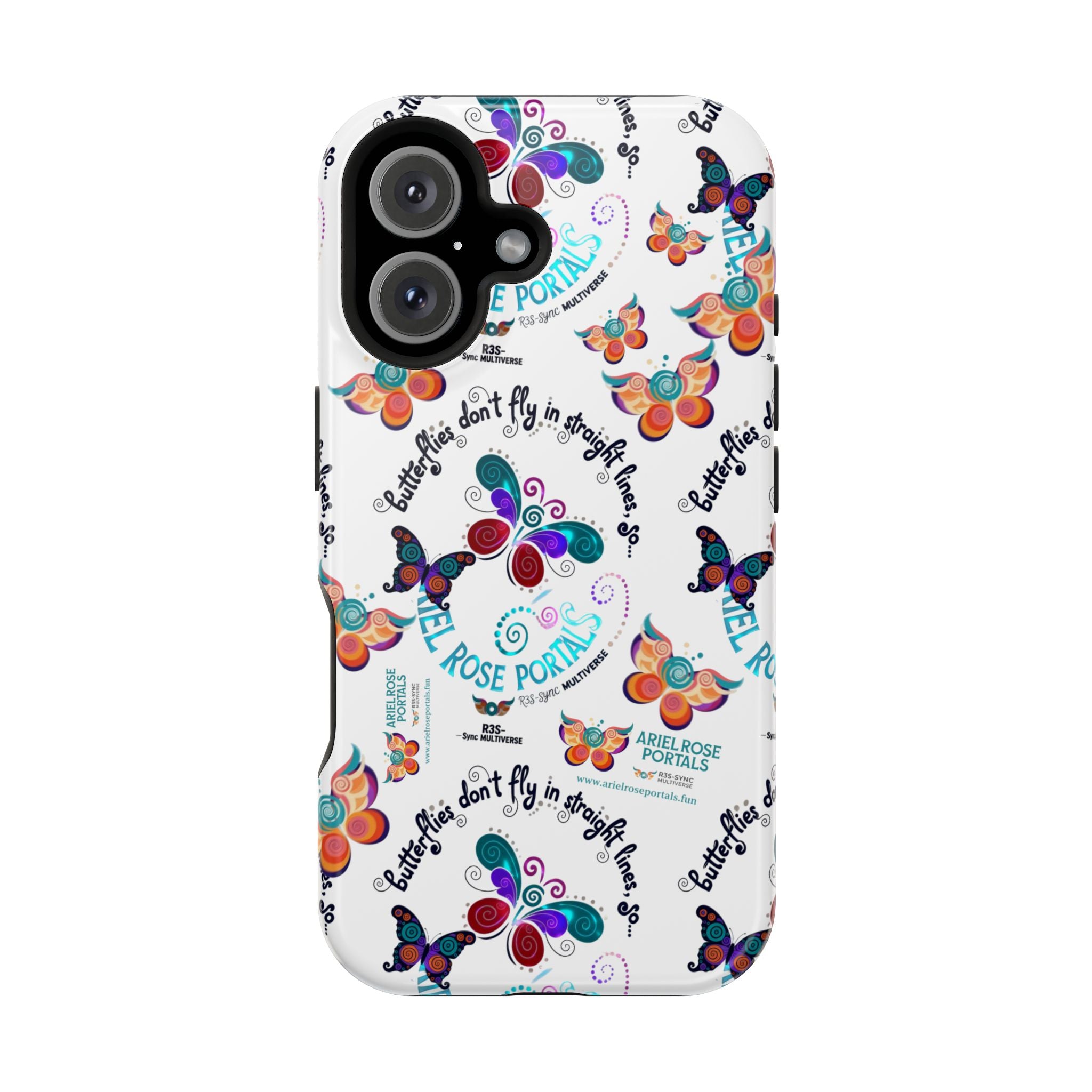 Butterfly Pattern Magnetic Phone Case — "How Butterflies Fly" Ariel Rose Portals Design