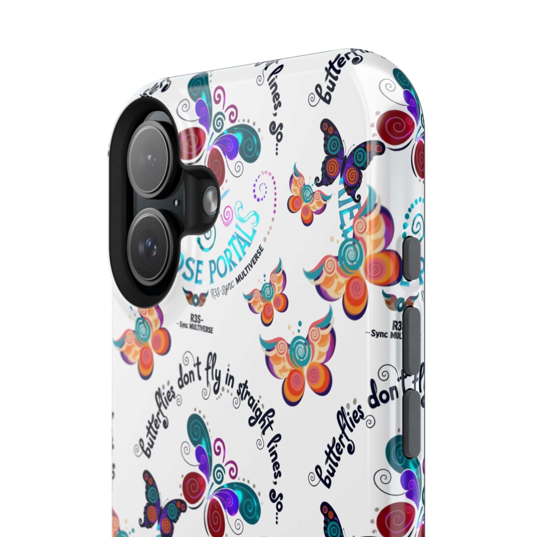 Butterfly Pattern Magnetic Phone Case — "How Butterflies Fly" Ariel Rose Portals Design