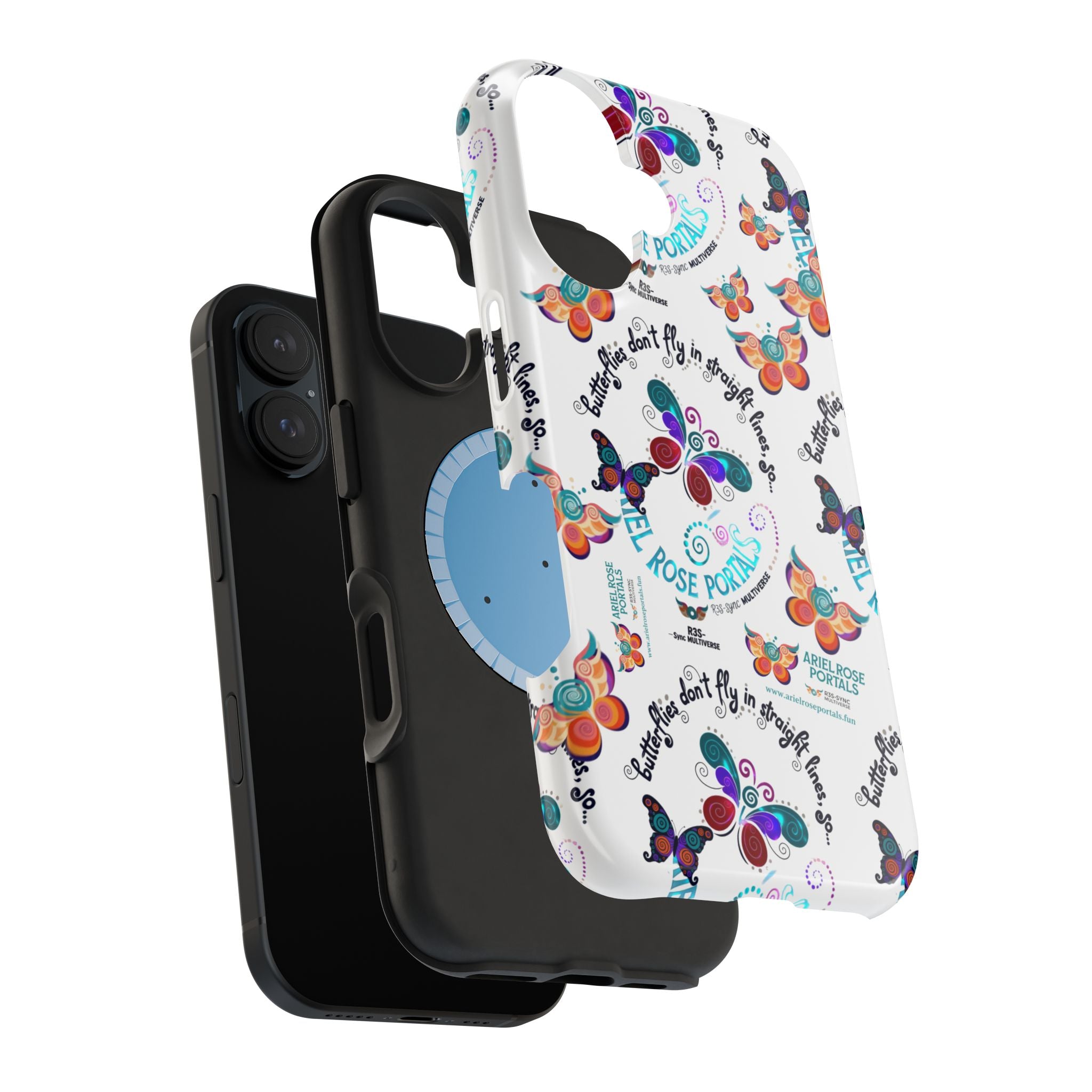 Butterfly Pattern Magnetic Phone Case — "How Butterflies Fly" Ariel Rose Portals Design