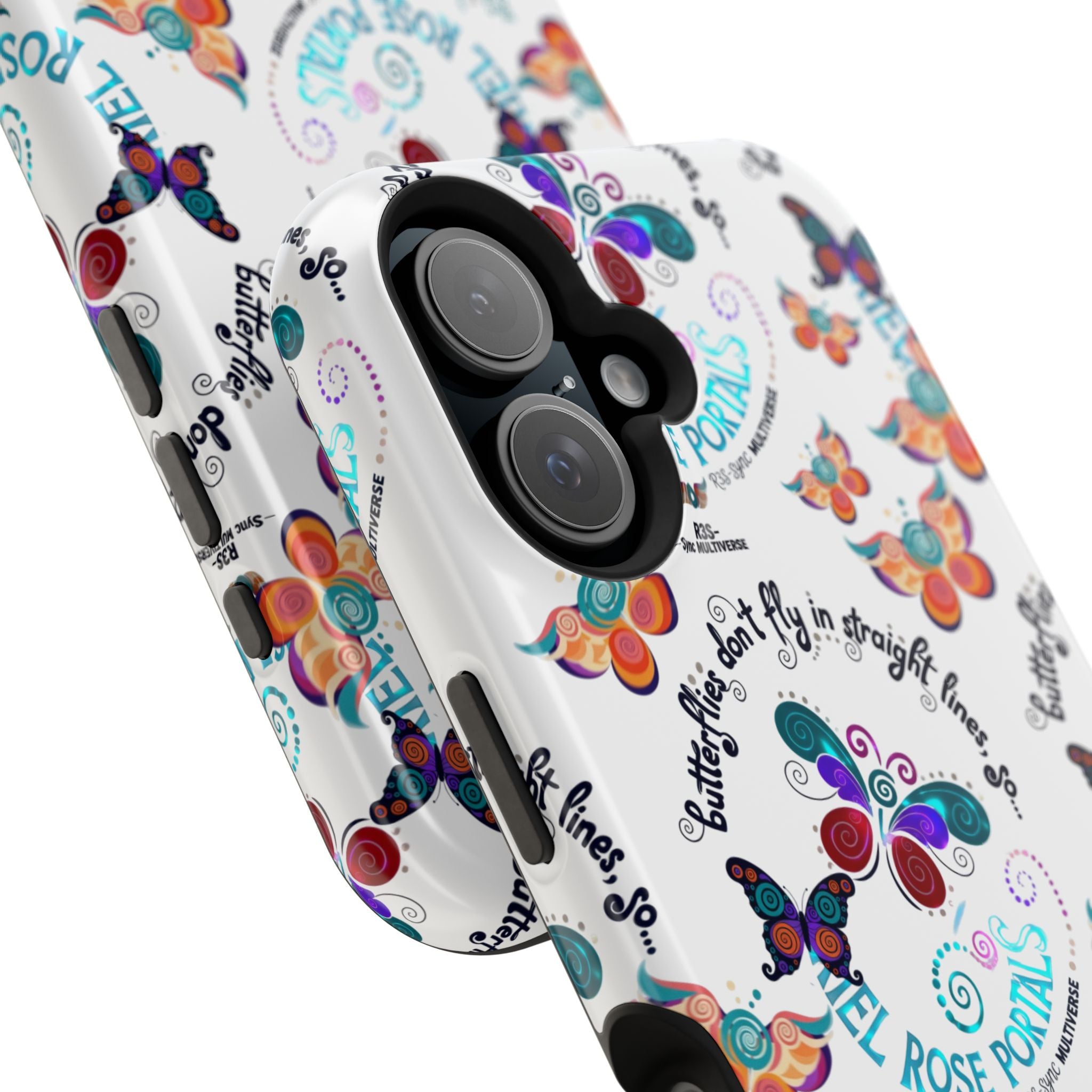 Butterfly Pattern Magnetic Phone Case — "How Butterflies Fly" Ariel Rose Portals Design