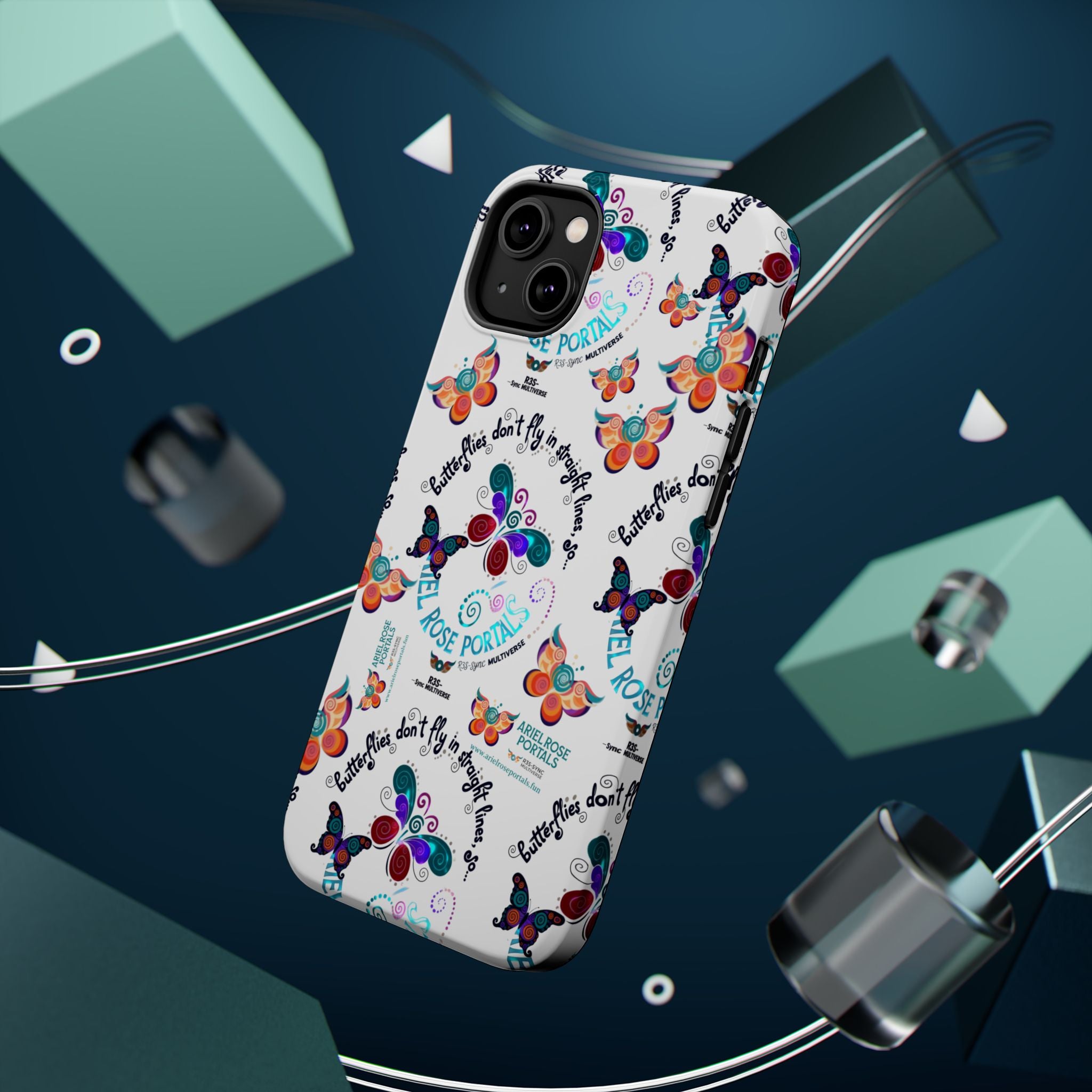Butterfly Pattern Magnetic Phone Case — "How Butterflies Fly" Ariel Rose Portals Design