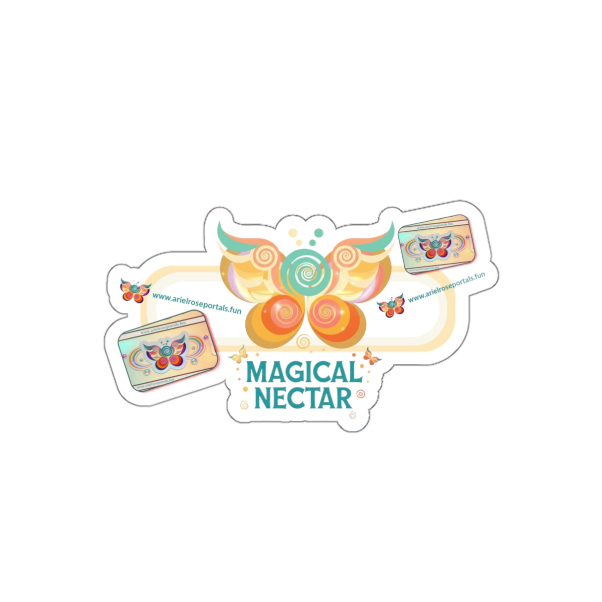 Magical Nectar Die-Cut Sticker — Colorful Butterfly & Honeycomb Design