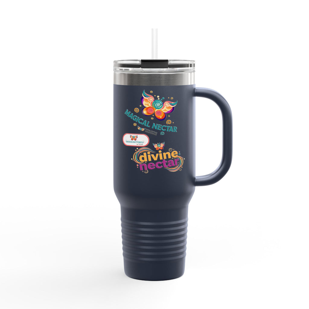 Bicchiere termico isolato Ariel Rose Portals da 1,2 litri — Tumbler 'Nettare Magico' con farfalla