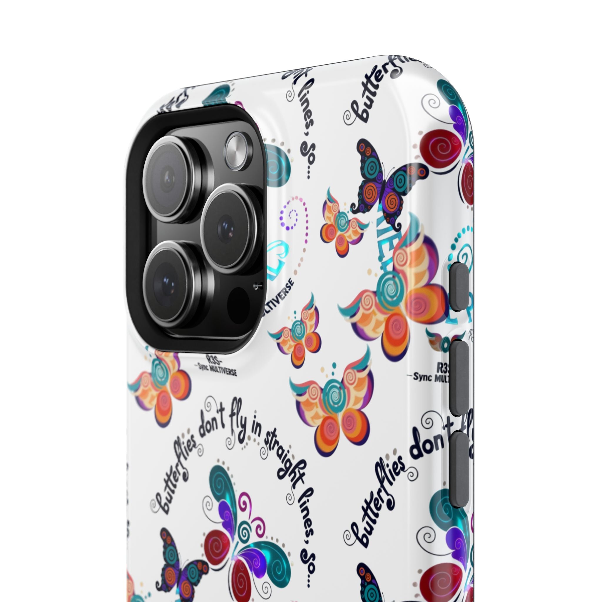 Butterfly Pattern Magnetic Phone Case — "How Butterflies Fly" Ariel Rose Portals Design