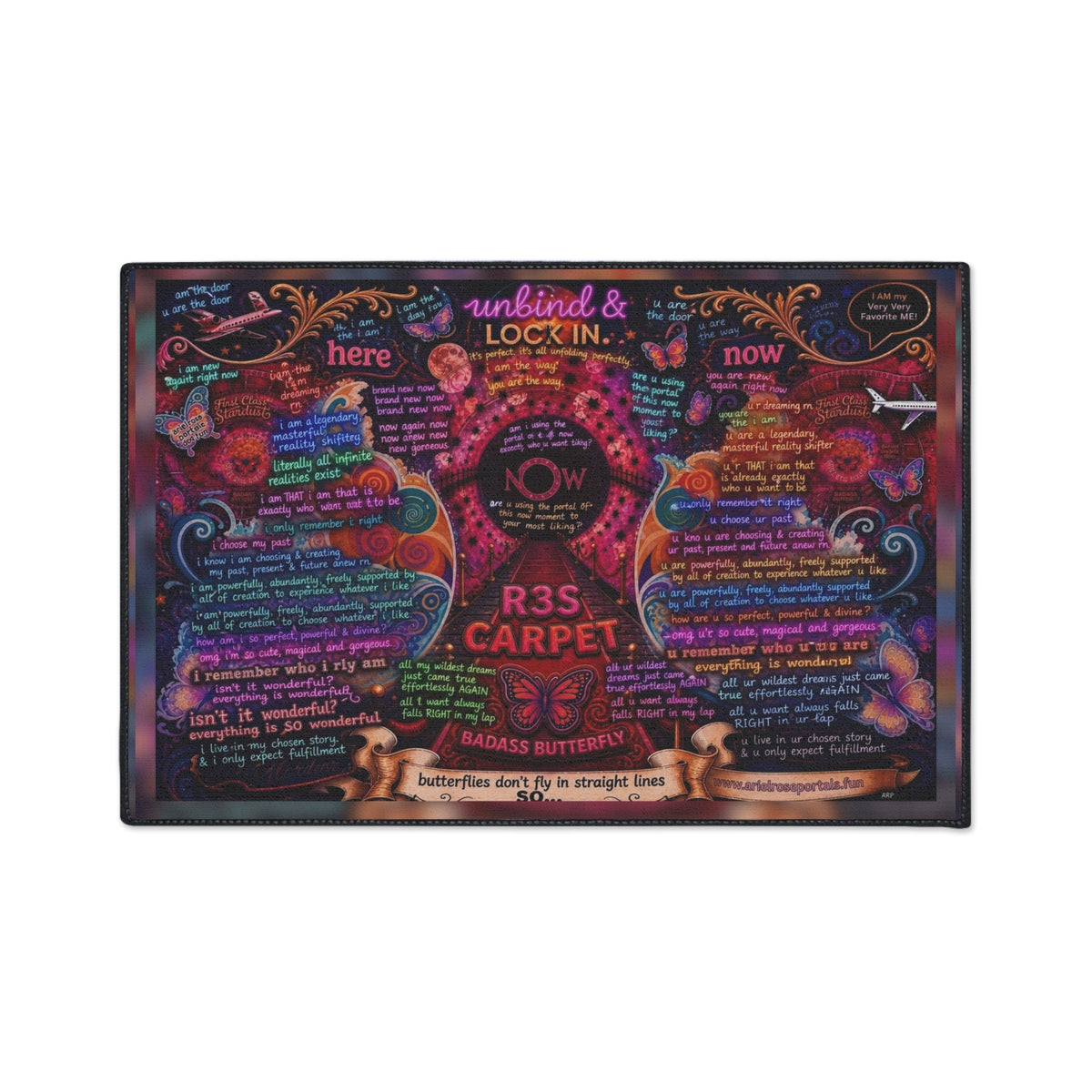 Heavy-Duty Floor Mat — Colorful Inspirational Butterfly Quote Rug