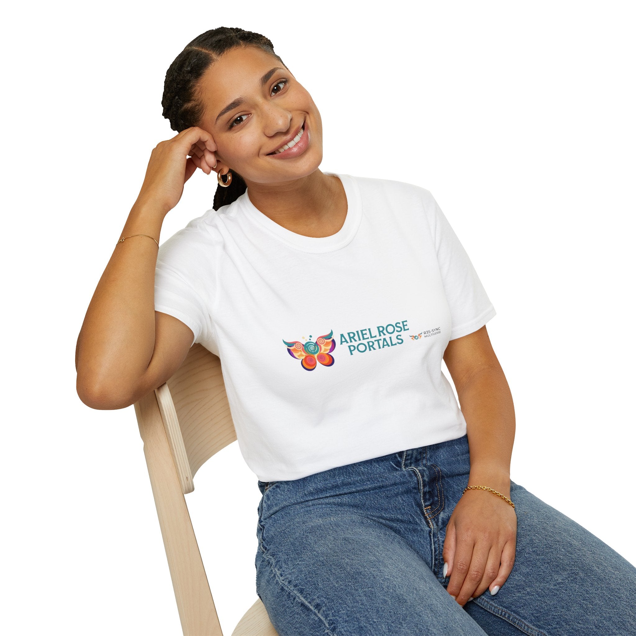 T-Shirt con graffetta a farfalla Portal — Maglietta con logo Ariel Rose Portals