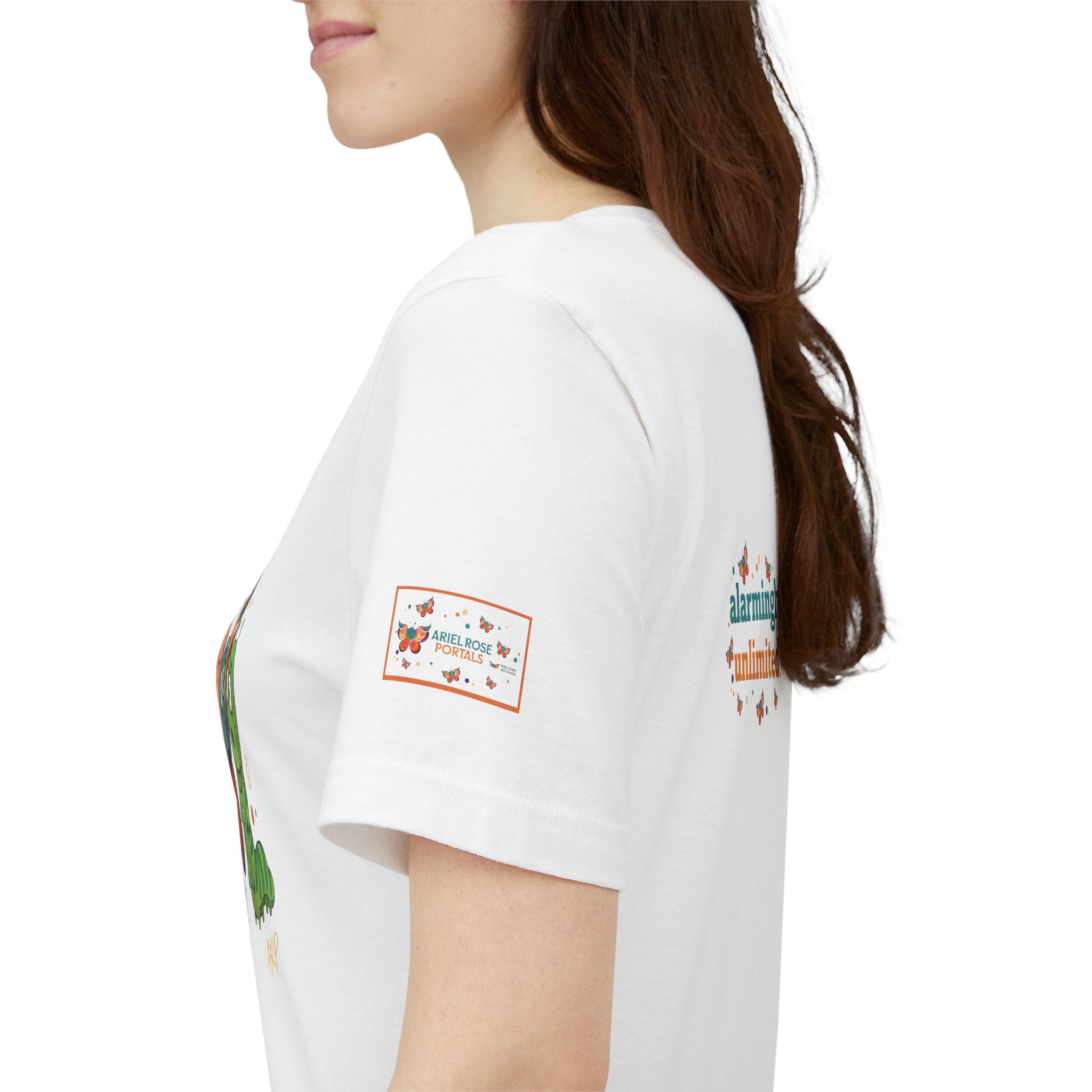 Allarmante T-Shirt Unlimited Tee Flip Variant — Maglietta Grafica Stravagante Farfalla e Bruco