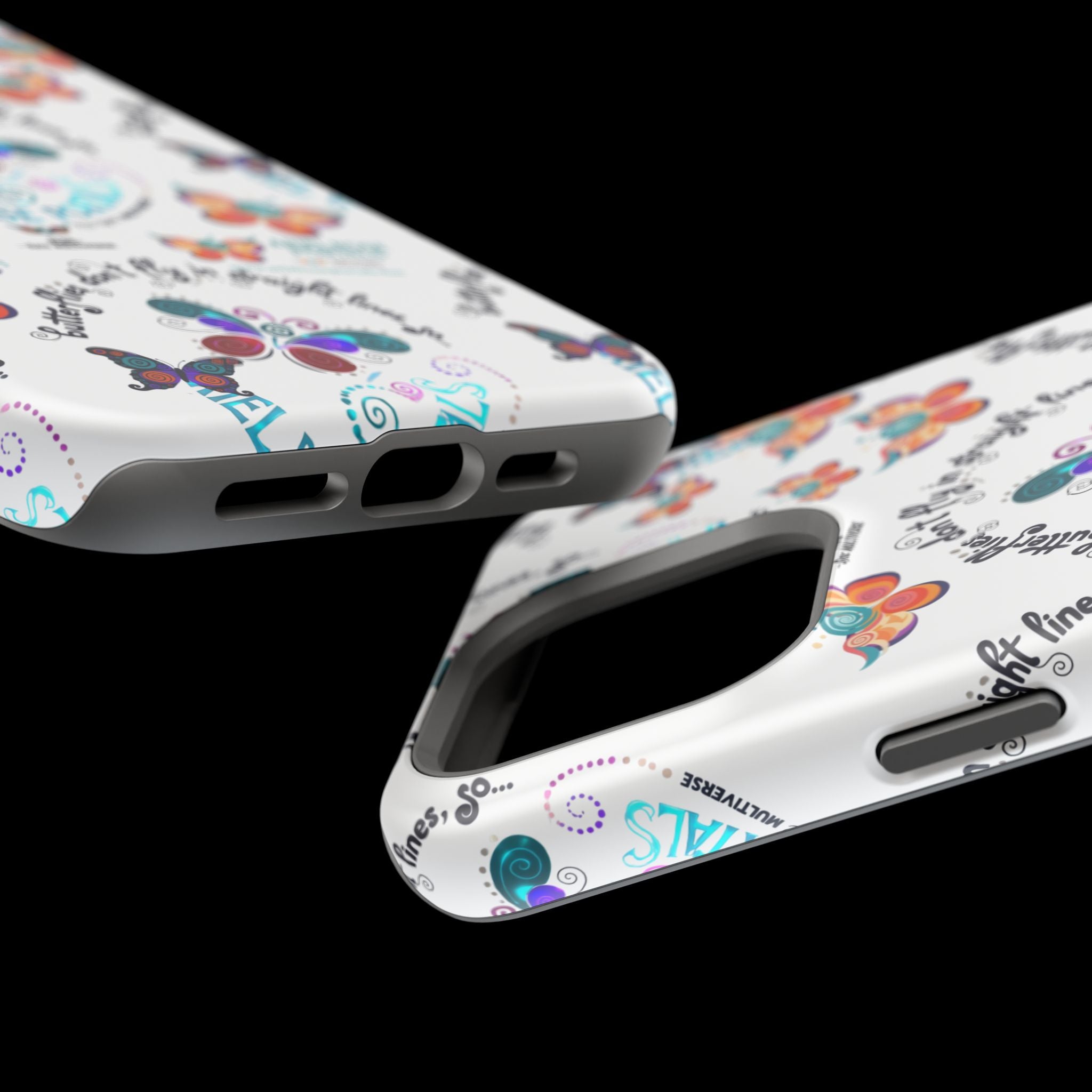 Butterfly Pattern Magnetic Phone Case — "How Butterflies Fly" Ariel Rose Portals Design