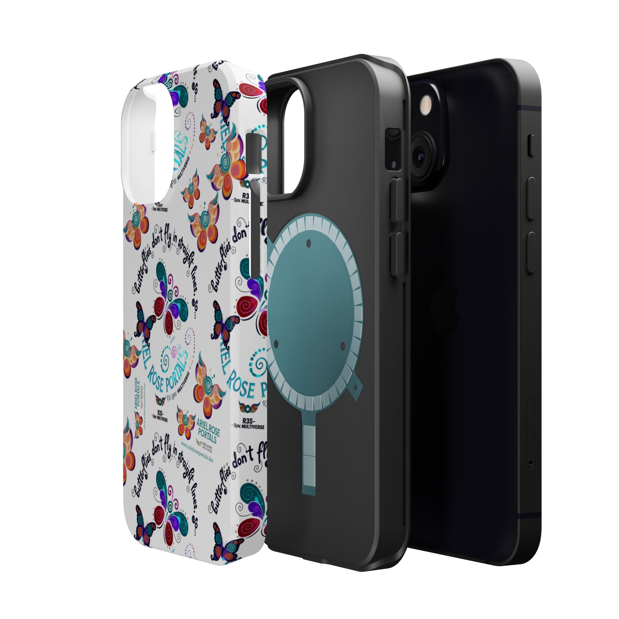Butterfly Pattern Magnetic Phone Case — "How Butterflies Fly" Ariel Rose Portals Design