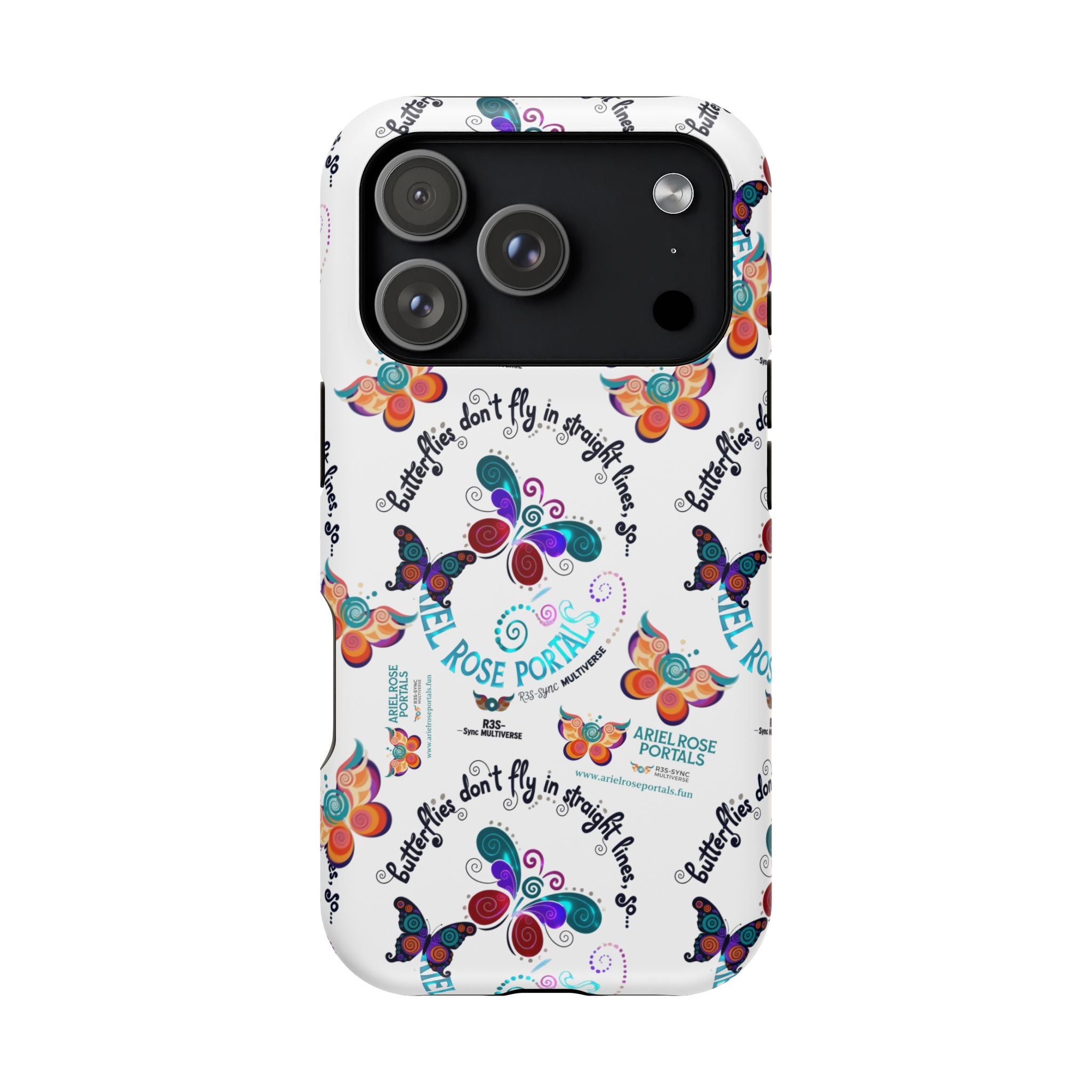 Butterfly Pattern Magnetic Phone Case — "How Butterflies Fly" Ariel Rose Portals Design