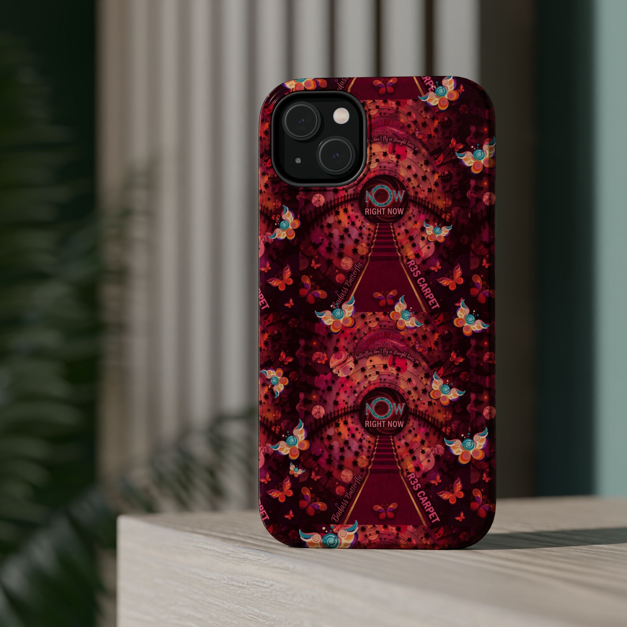 R3S-Carpet Worthy Magnetic Impact-Resistant Phone Case – Butterfly Kaleidoscope Now First-Class Stardust Collection
