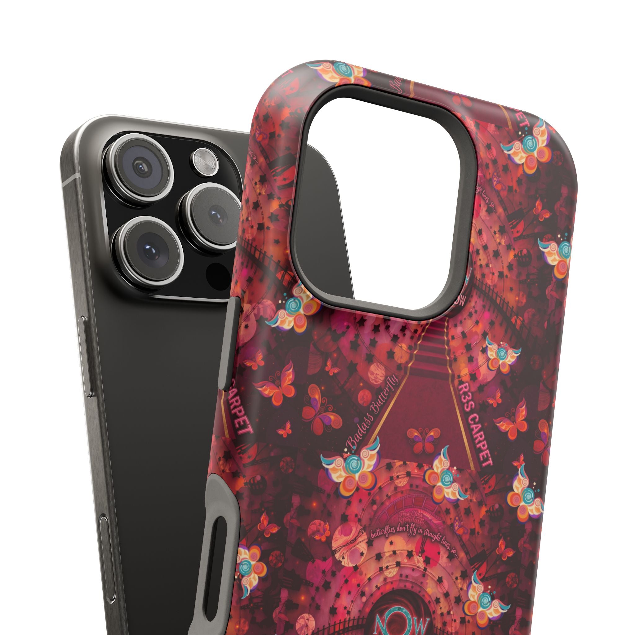 R3S-Carpet Worthy Magnetic Impact-Resistant Phone Case – Butterfly Kaleidoscope Now First-Class Stardust Collection