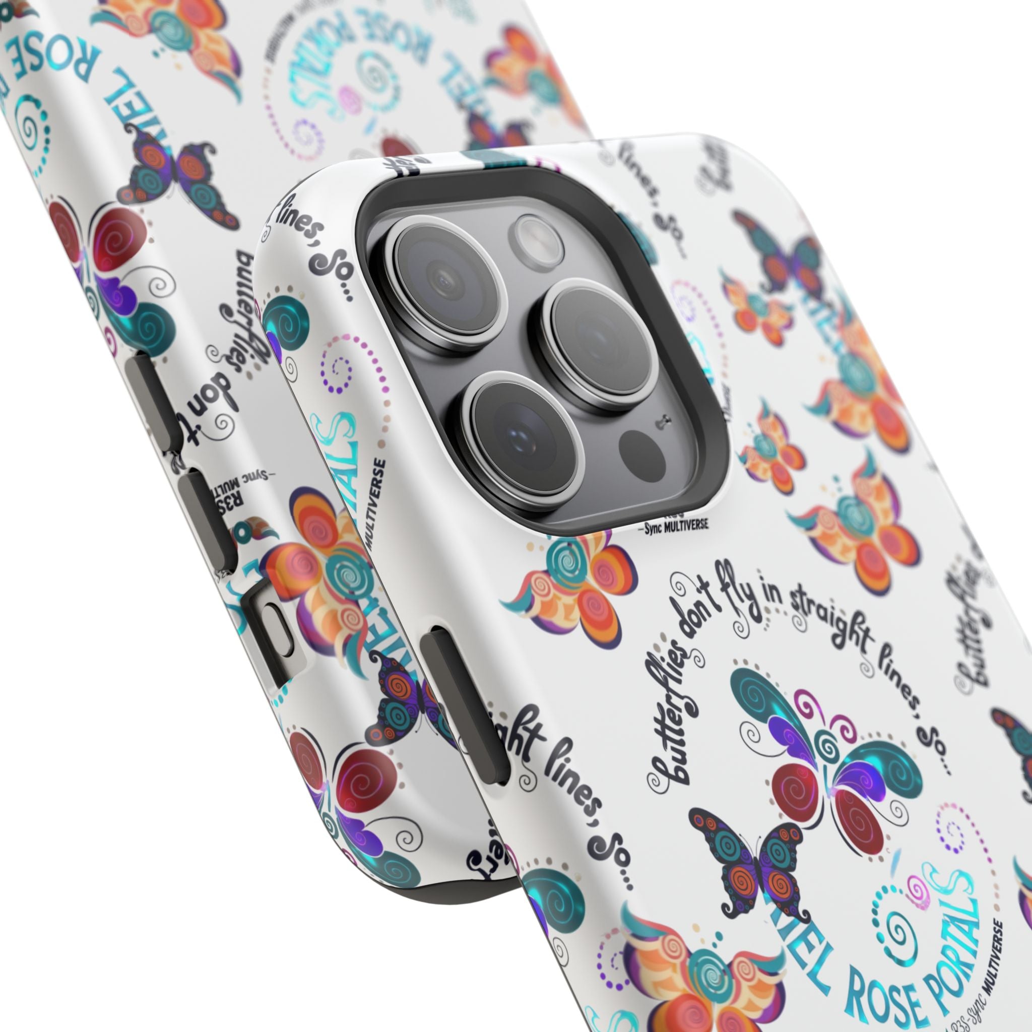 Butterfly Pattern Magnetic Phone Case — "How Butterflies Fly" Ariel Rose Portals Design
