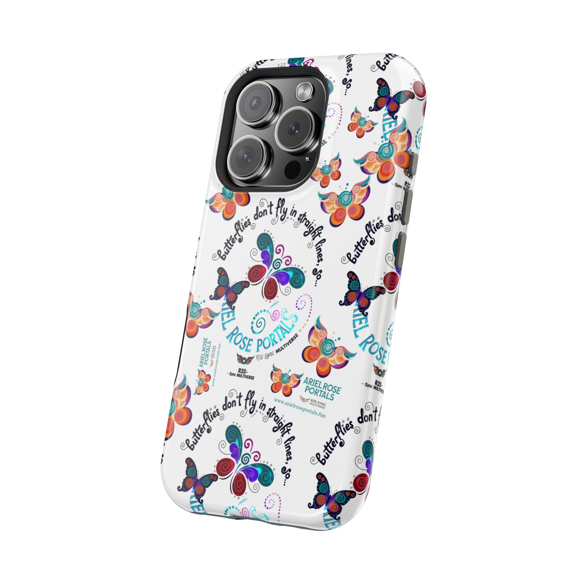 Butterfly Pattern Magnetic Phone Case — "How Butterflies Fly" Ariel Rose Portals Design