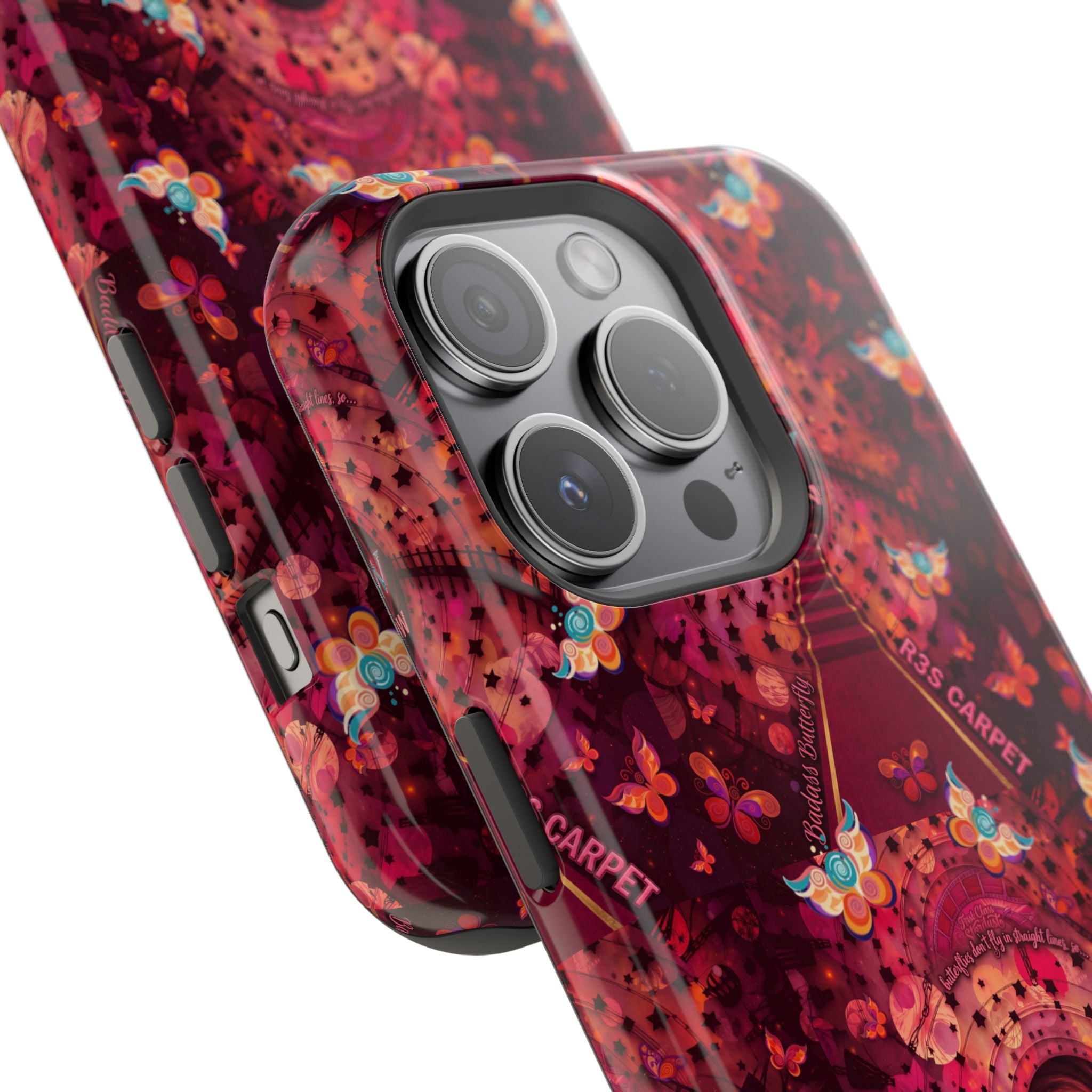 R3S-Carpet Worthy Magnetic Impact-Resistant Phone Case – Butterfly Kaleidoscope Now First-Class Stardust Collection
