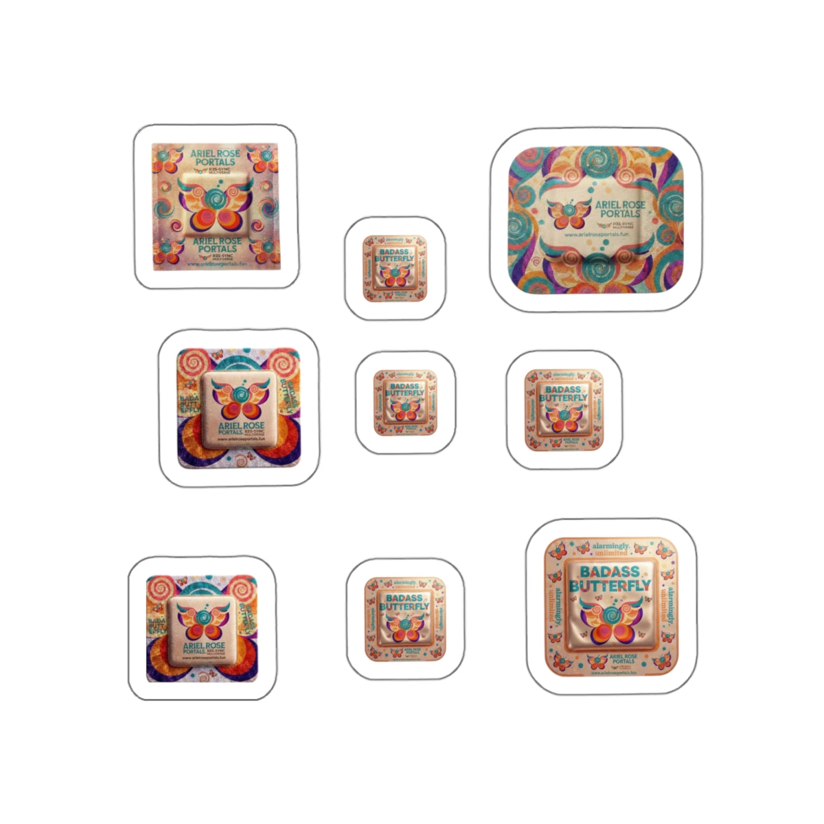 Set di Adesivi Fustellati "Farfalla tosta" — Decalcomanie Retro Colorate a Portale per Interni/Esterni (Varie Misure)