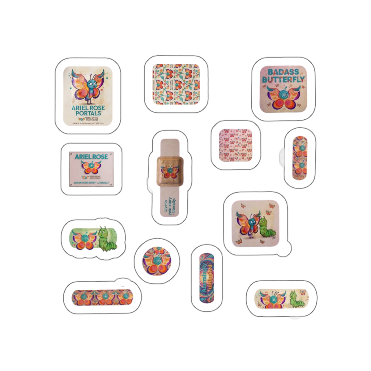 Confezione di adesivi fustellati vintage a farfalla — 'Badass Butterfly' e design retrò impermeabili per esterni a portale