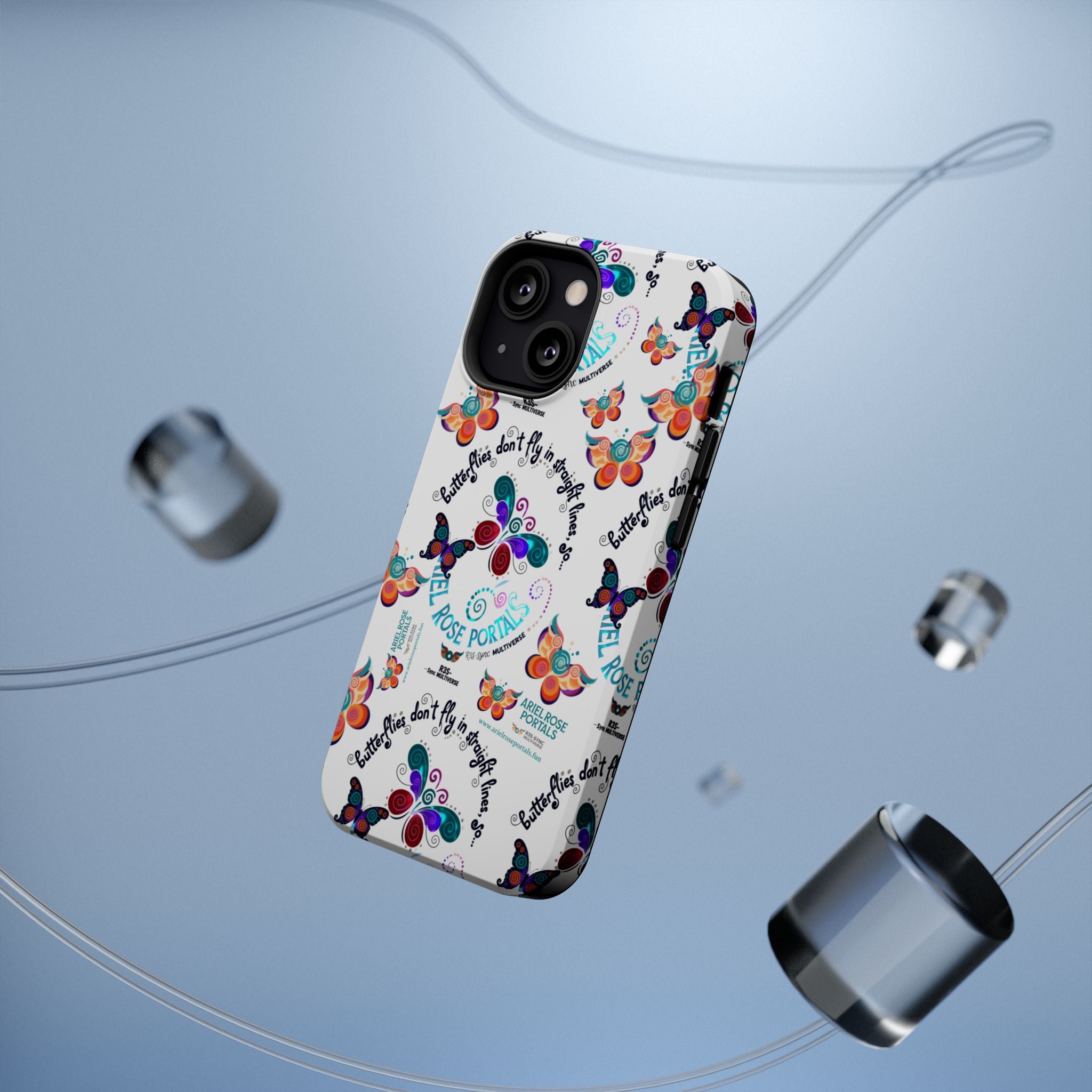 Butterfly Pattern Magnetic Phone Case — "How Butterflies Fly" Ariel Rose Portals Design