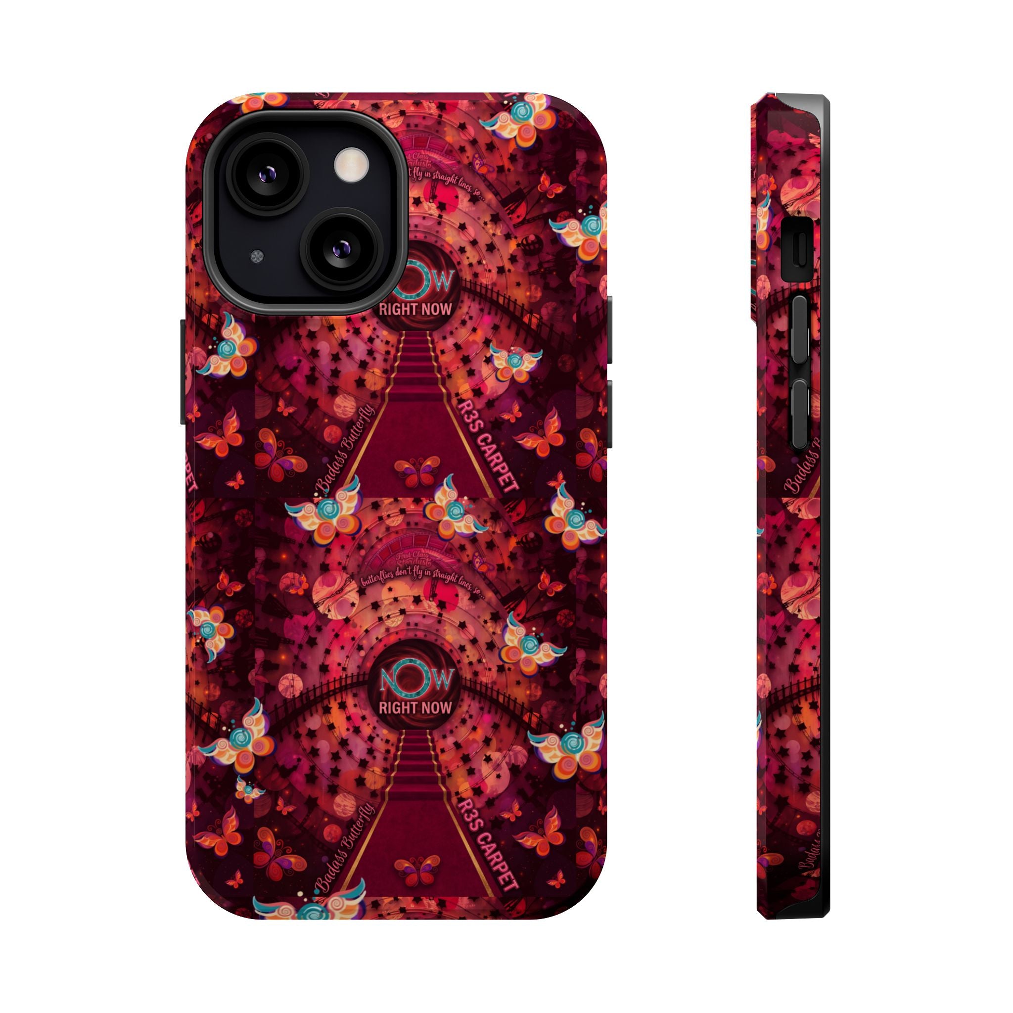 R3S-Carpet Worthy Magnetic Impact-Resistant Phone Case – Butterfly Kaleidoscope Now First-Class Stardust Collection