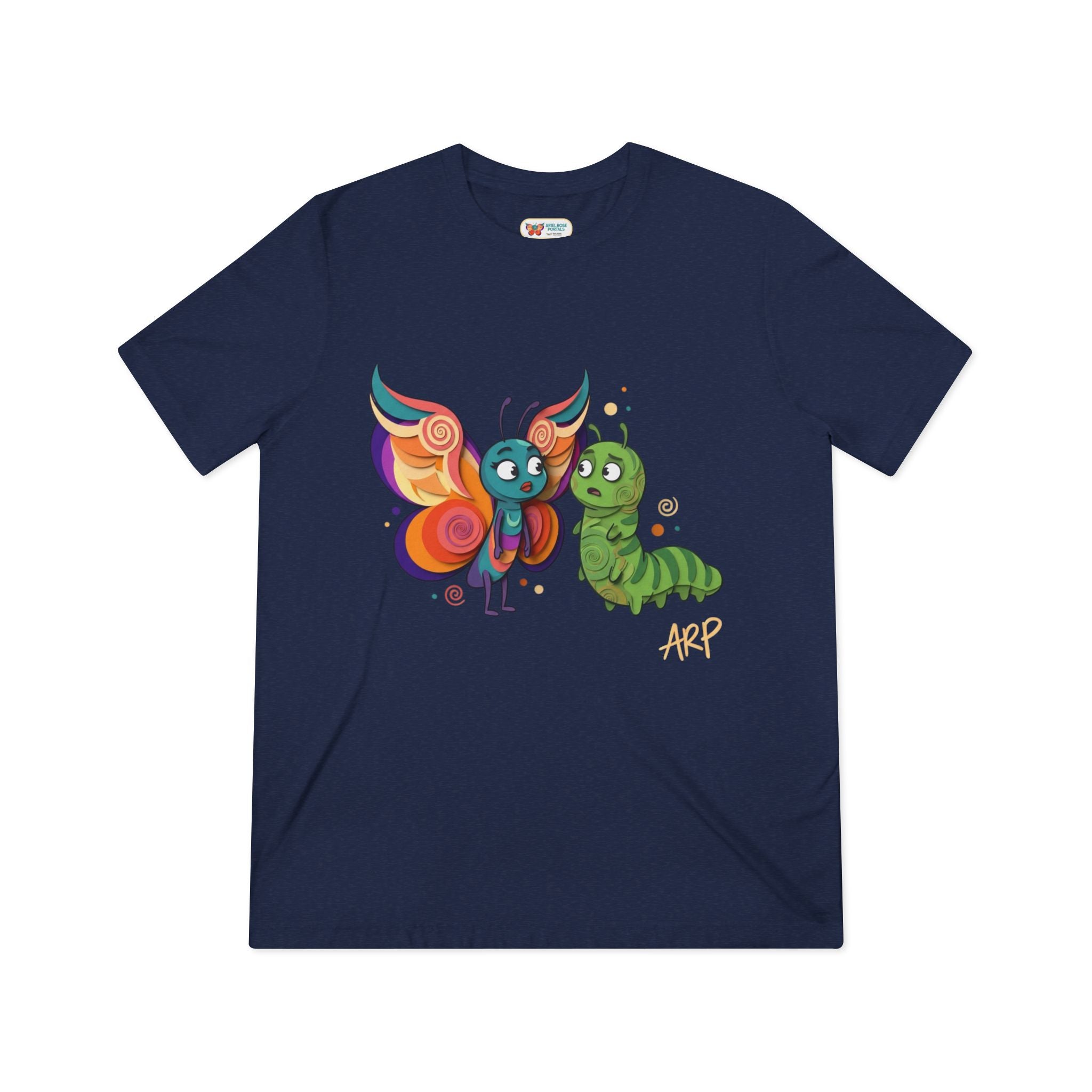 T-shirt Vintage Morbida TriBlend "Allarmantemente Illimitato Farfalla & Bruco" — Simpatica Maglietta Grafica Trasformazione