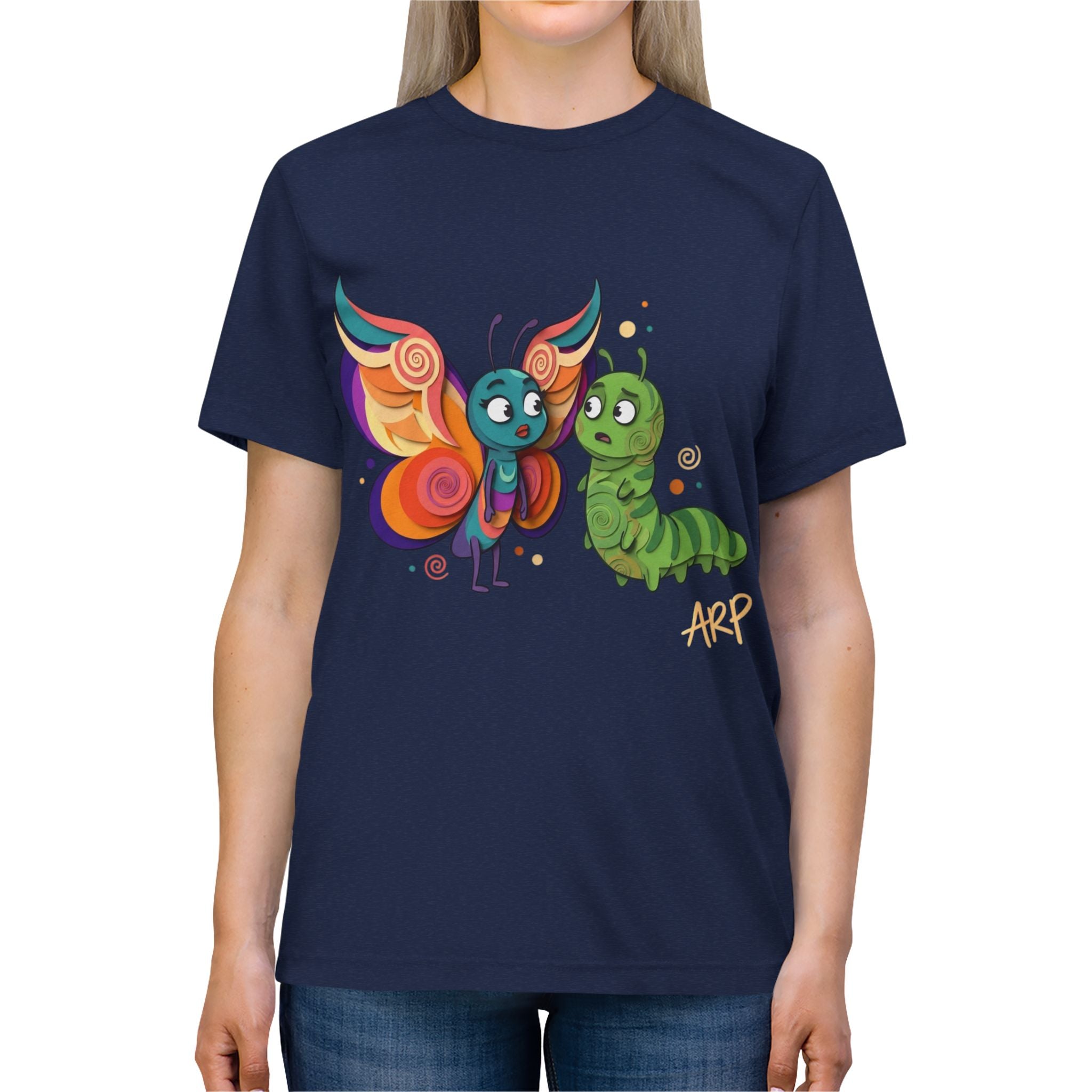 T-shirt Vintage Morbida TriBlend "Allarmantemente Illimitato Farfalla & Bruco" — Simpatica Maglietta Grafica Trasformazione