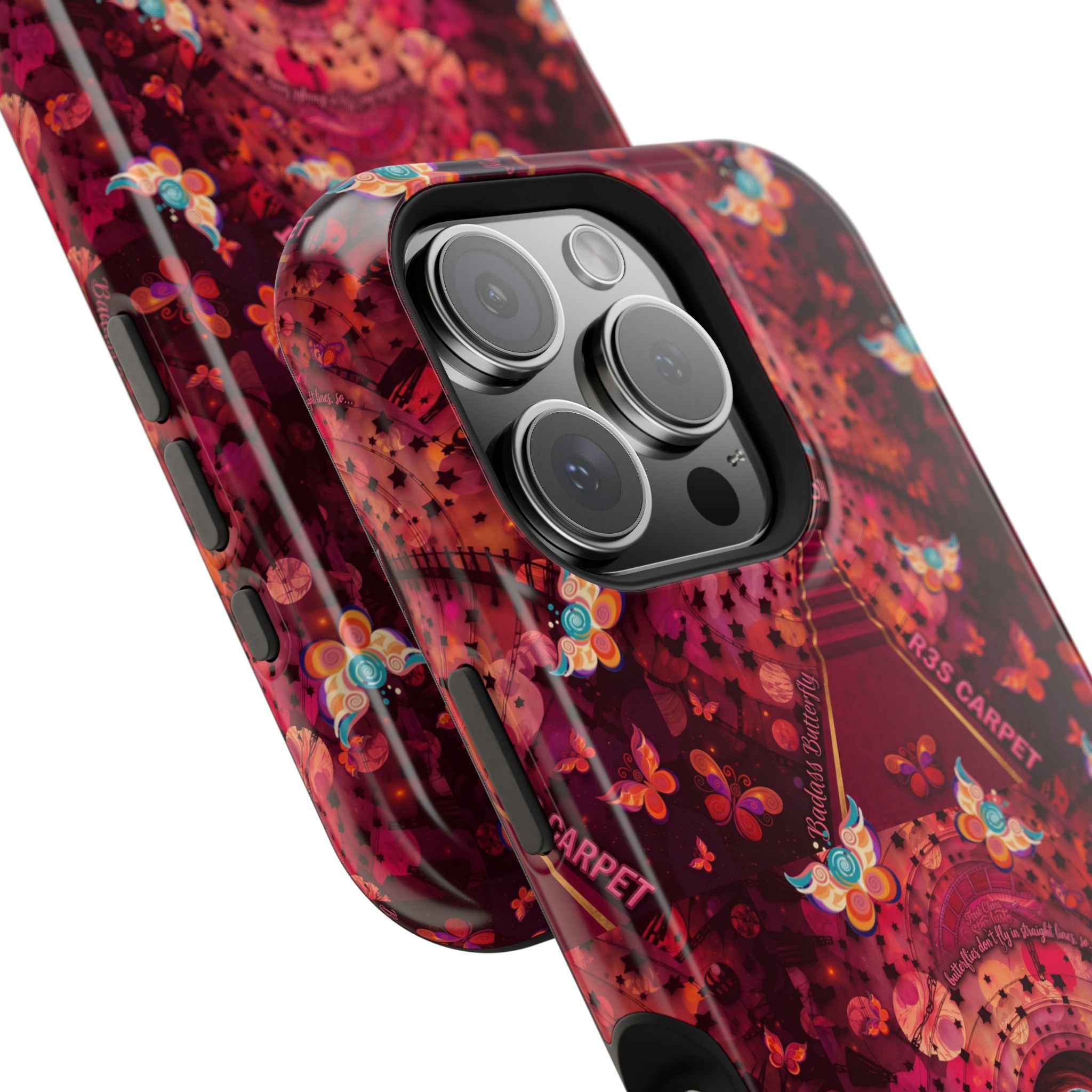 R3S-Carpet Worthy Magnetic Impact-Resistant Phone Case – Butterfly Kaleidoscope Now First-Class Stardust Collection