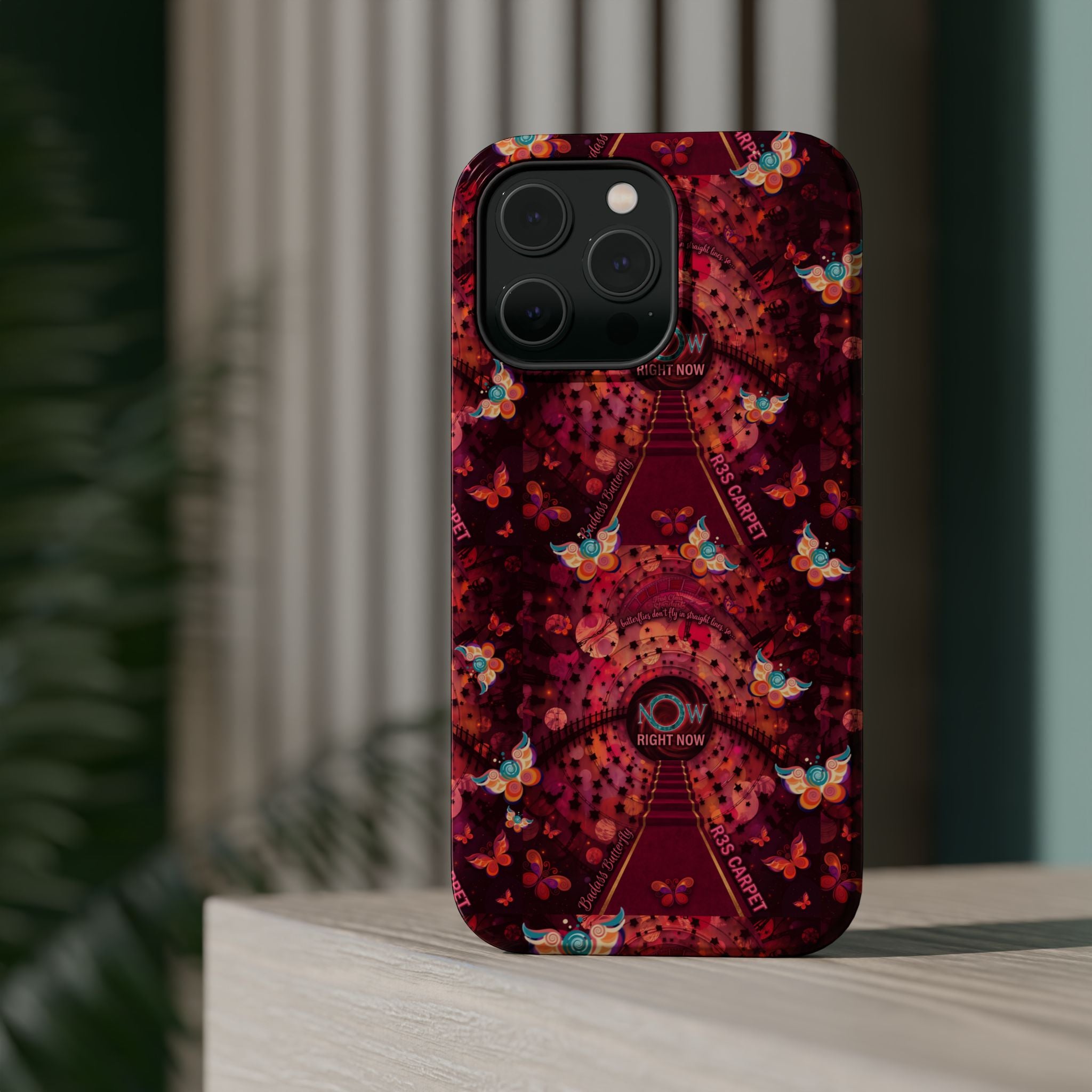 R3S-Carpet Worthy Magnetic Impact-Resistant Phone Case – Butterfly Kaleidoscope Now First-Class Stardust Collection