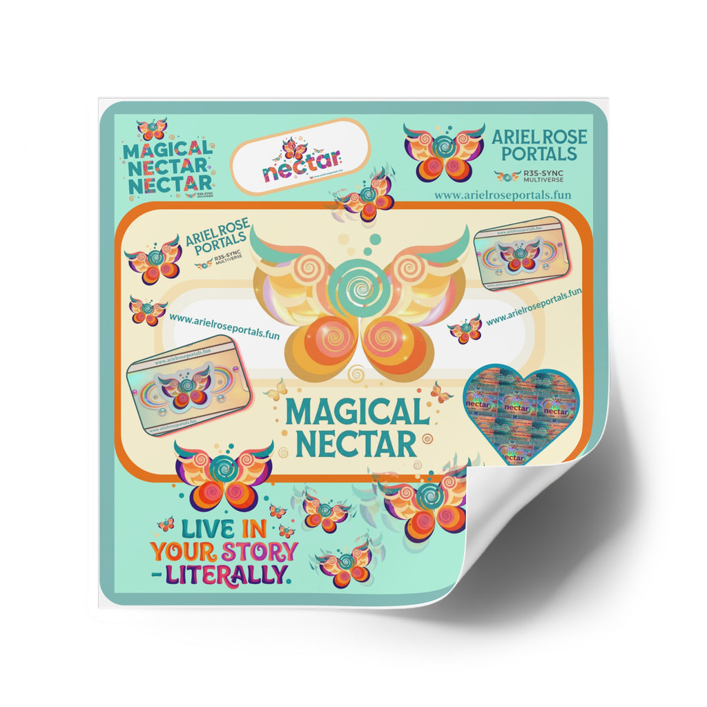 Magical Nectar Square Sticker - "Live In Your Story Literally" Indoor/Outdoor Sticker Sheet