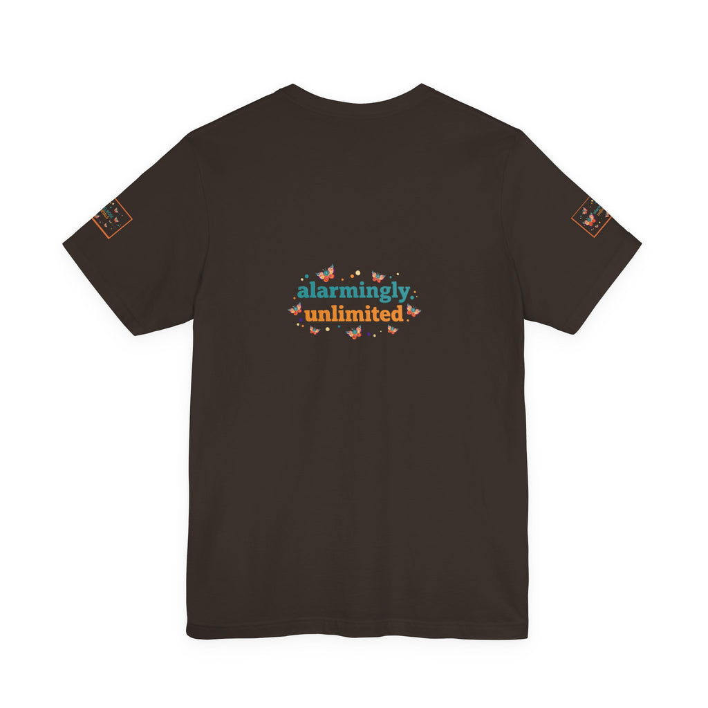 Allarmante T-Shirt Unlimited Tee Flip Variant — Maglietta Grafica Stravagante Farfalla e Bruco