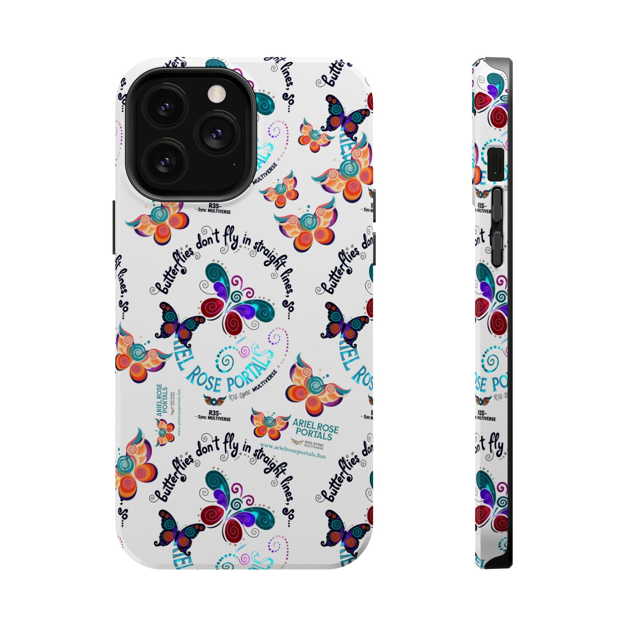 Butterfly Pattern Magnetic Phone Case — "How Butterflies Fly" Ariel Rose Portals Design