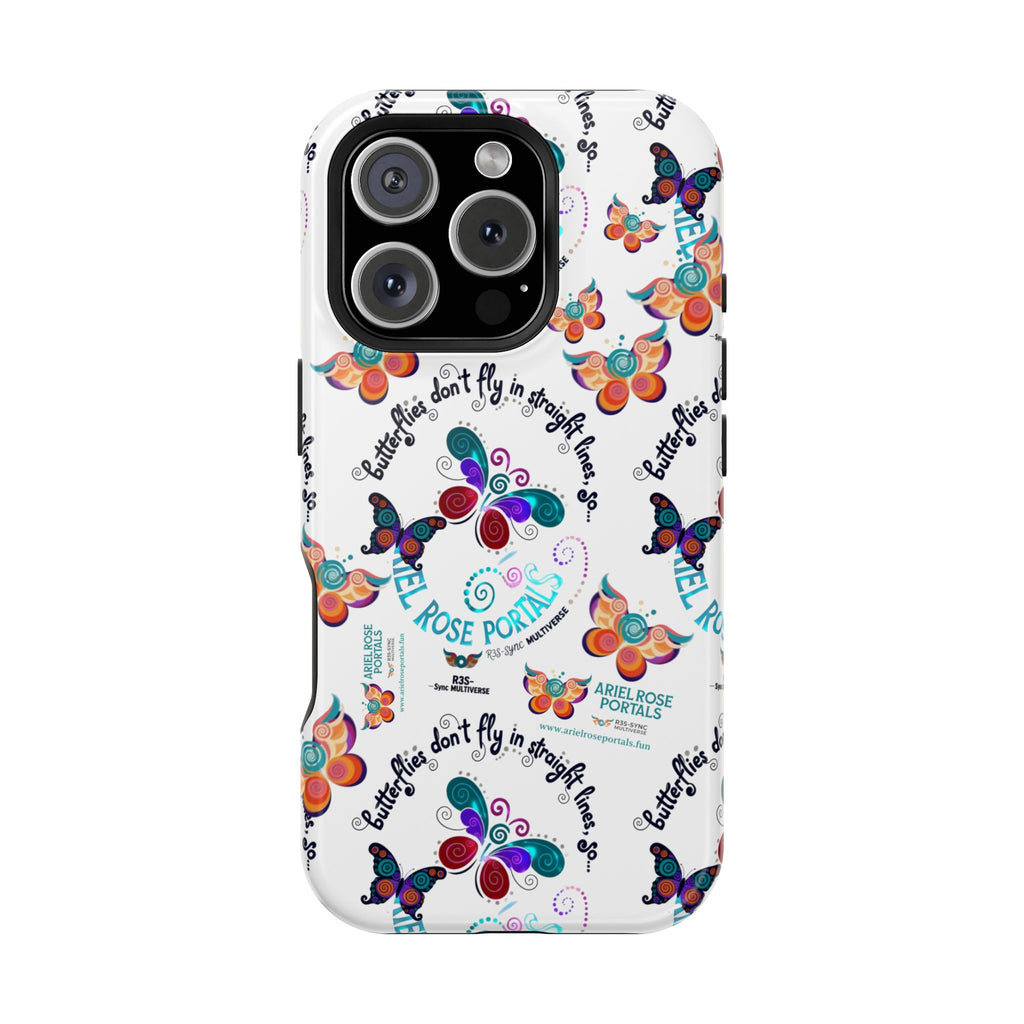 Butterfly Pattern Magnetic Phone Case — "How Butterflies Fly" Ariel Rose Portals Design