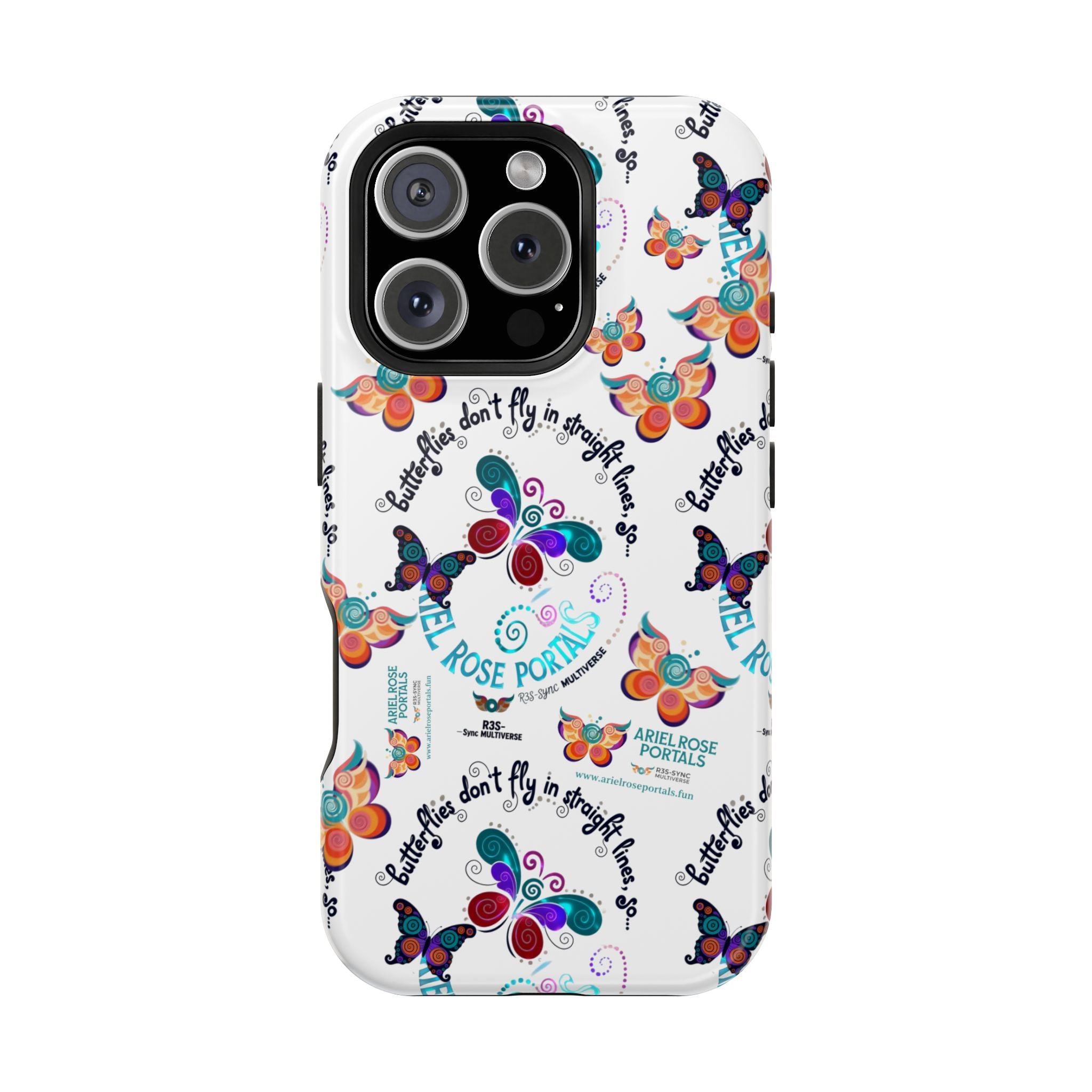 Butterfly Pattern Magnetic Phone Case — "How Butterflies Fly" Ariel Rose Portals Design