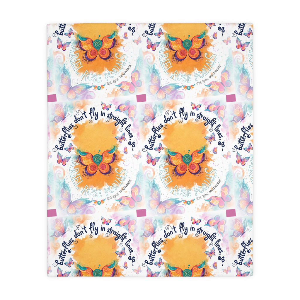 Velveteen Microfiber 2-Sided Vibrant Butterfly & Retro Throw