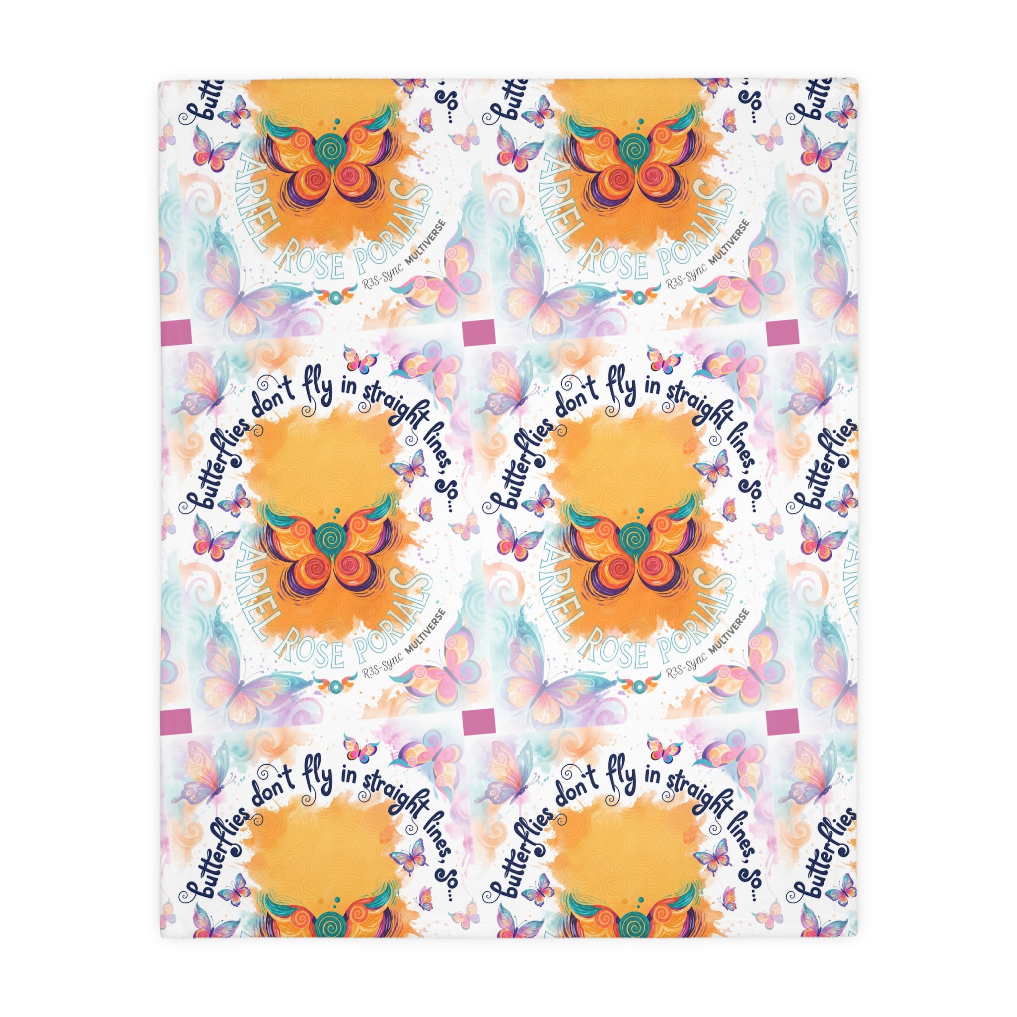 Velveteen Microfiber 2-Sided Vibrant Butterfly & Retro Throw